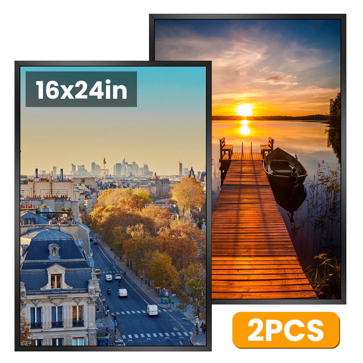 2 Packs 16x24in Picture Frames Wall Gallery Photo Frame Wall Mounted Poster Display Frame for Horizontal Vertical Wall Mounted