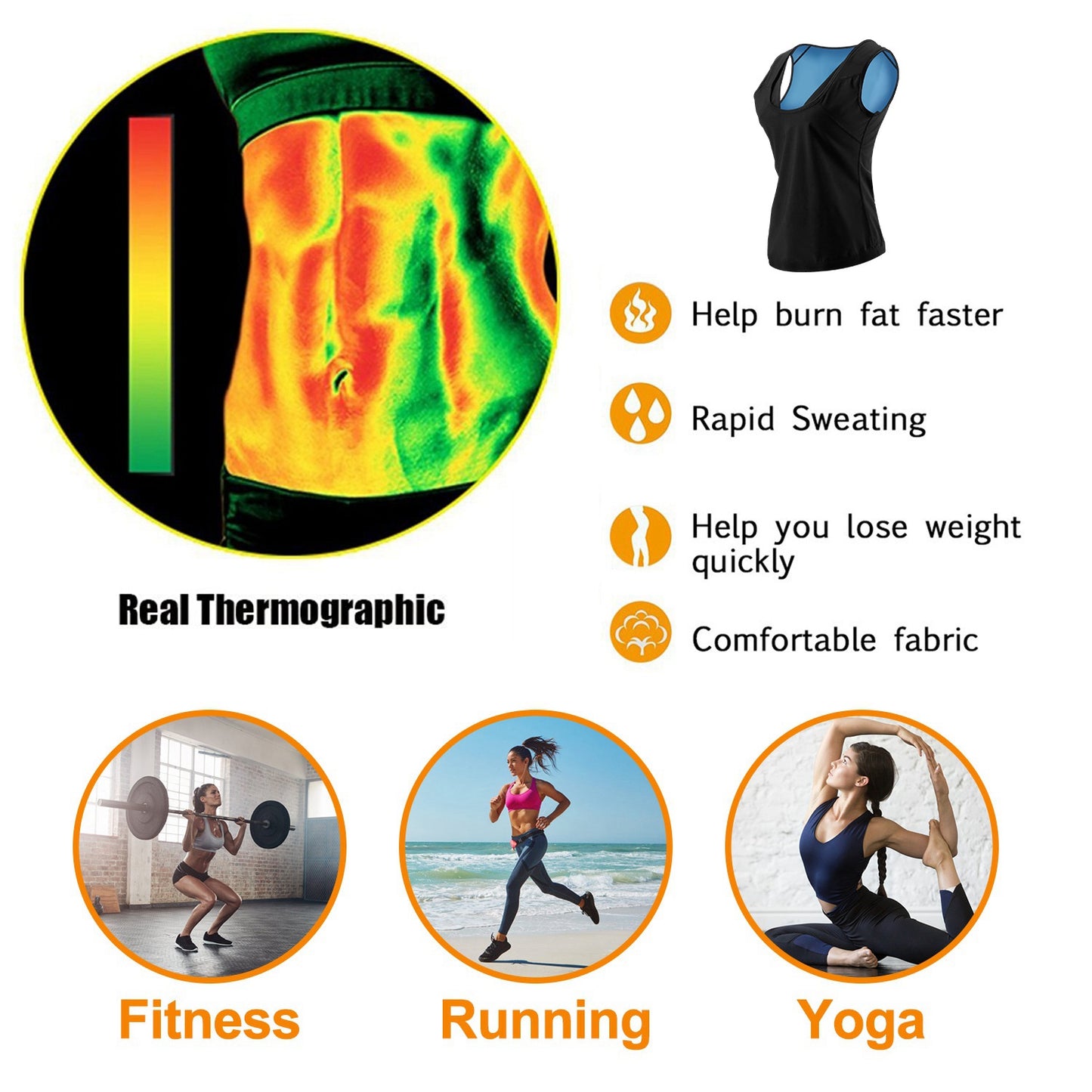 Women Sweat Vest Waist Trainer Shaper Heat Trapping Pullover Sweat Gym Vest Slimmer Sauna suits Sweat Body Shaper Vest