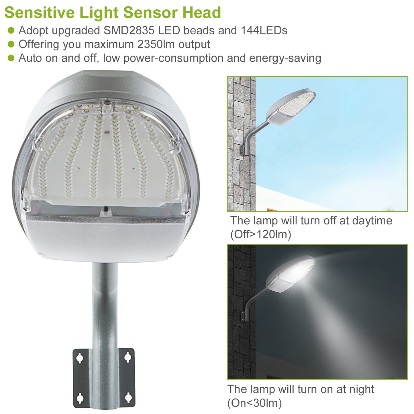 Wall Pack LED Lights 144LEDs Photocell Sensor Street Lamp IP65 Waterproof Outdoor Lighting 120¡Lighting Angle for Garage Garden Pathway
