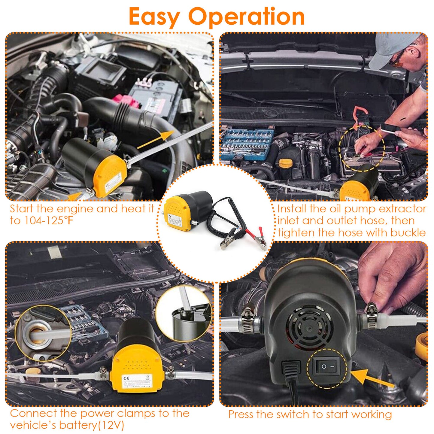 12V Oil Change Pump 60W Oil Diesel Fluid Extractor Electric Suction Transfer Extractor Oil Quick Changer for Boat, Tubes, Truck, RV, ATV