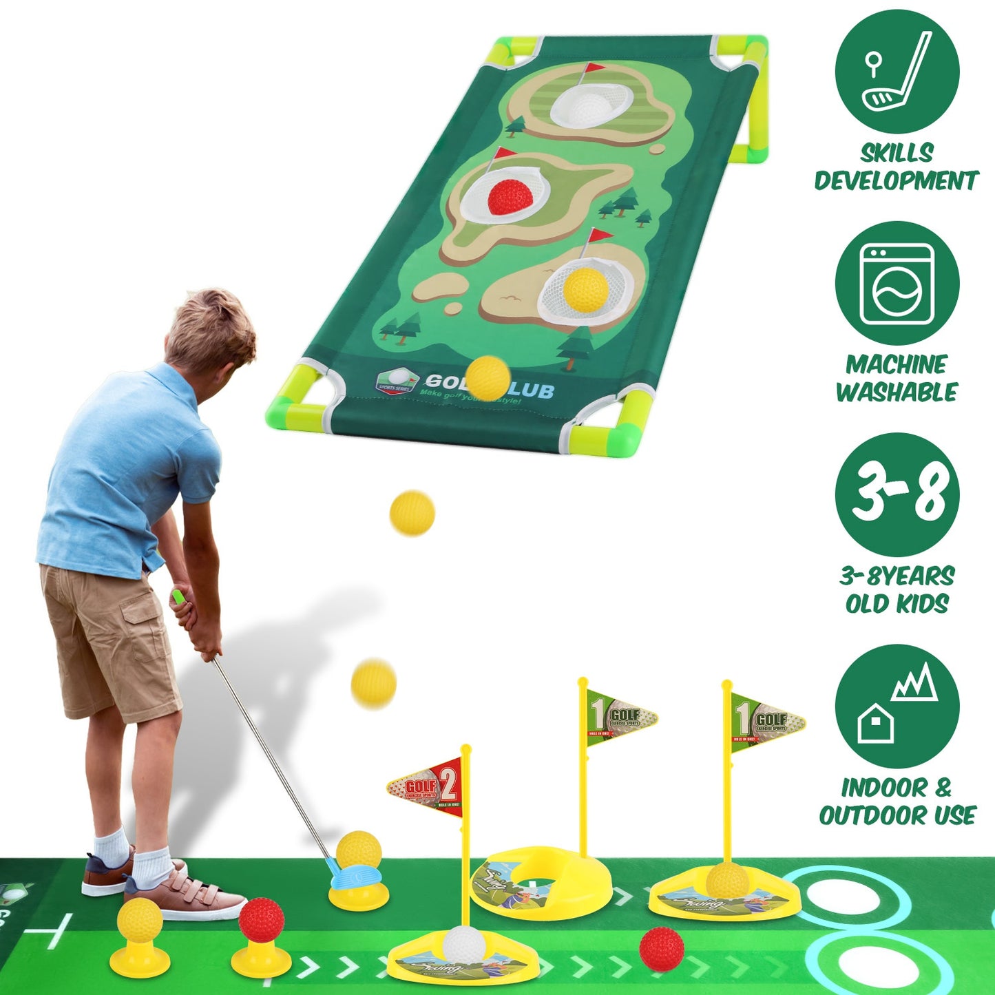 Toddler Golf Club Toy Set For Boys Girls Aged 3-8Years Old With Retractable Golf Clubs Indoor Outdoor Educational Kids Toys Golf Sport Birthday Christ