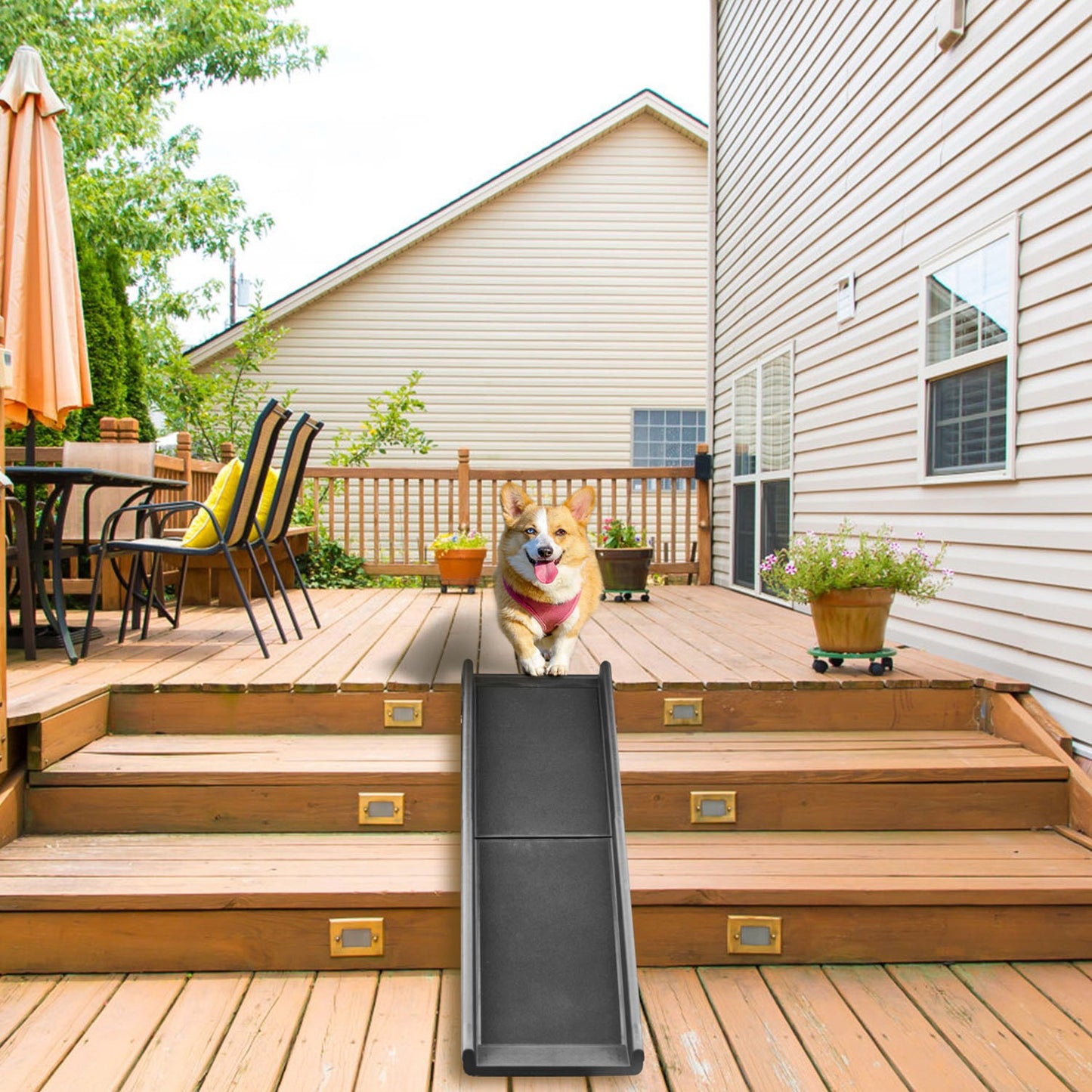 Foldable Pet Ramp Dog Car Ramp 176lbs Load Non-Skid Outdoor Travel Dog Car Ramp for Cars SUVs Trucks