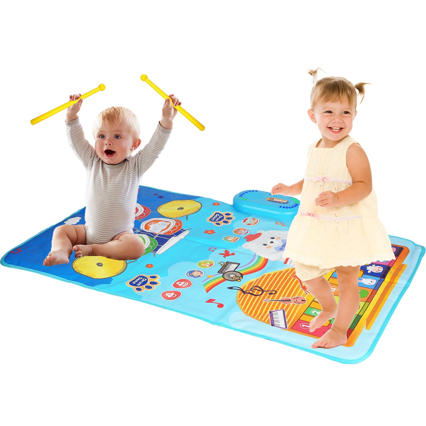 Baby Musical Mat With 55 Music Sounds Toddler Toys Floor Piano Keyboard Mat Drum Mat Carpet Educational Musical Learning Toy Infant Music Toy for 1 2