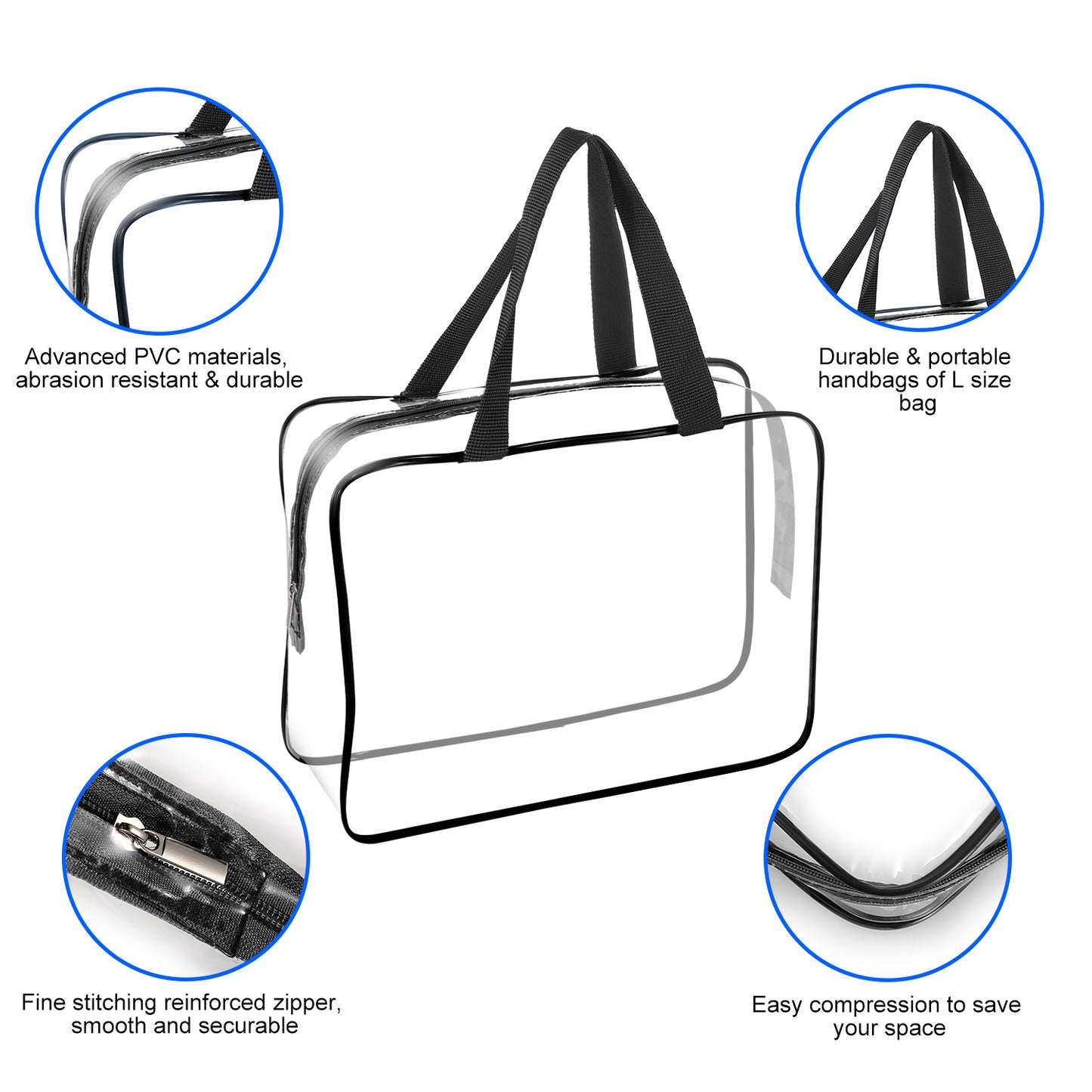 3Pcs Clear Travel Bags Waterproof Cosmetic Makeup Lotion Toiletry Wash Handbags Transparent Holder Pouch Kits For Swimming Travel Hotel