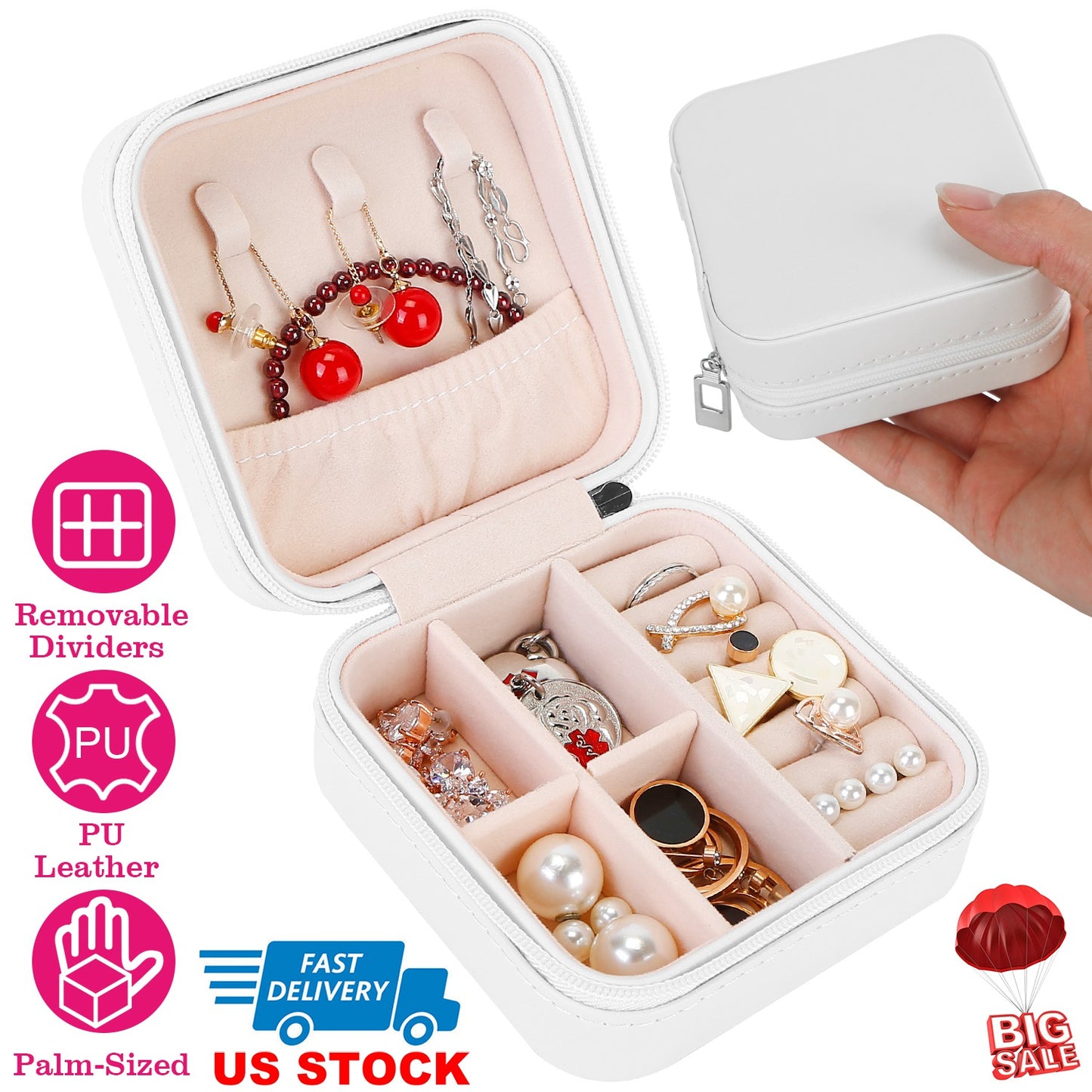 Mini Jewelry Storage Box Portable Ring Earring Necklace Storage Travel Case PU Leather Jewelry Organizer Gift