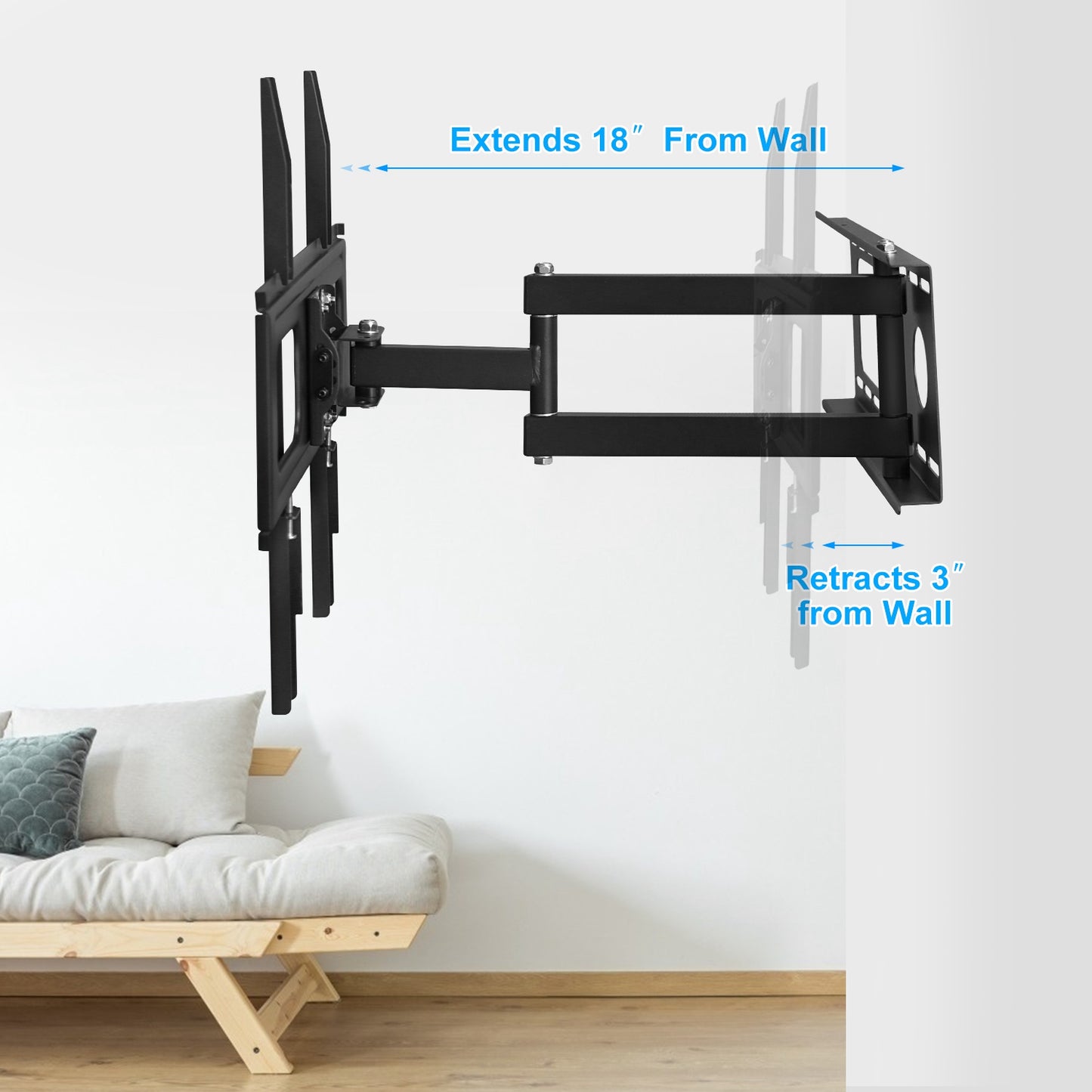 TV Wall Mount Swivel Tilt Full-Motion Articulating Wall Rack For 32in-55in TVs 99lbs Max Bearing Support VESA Up To 400x400mm