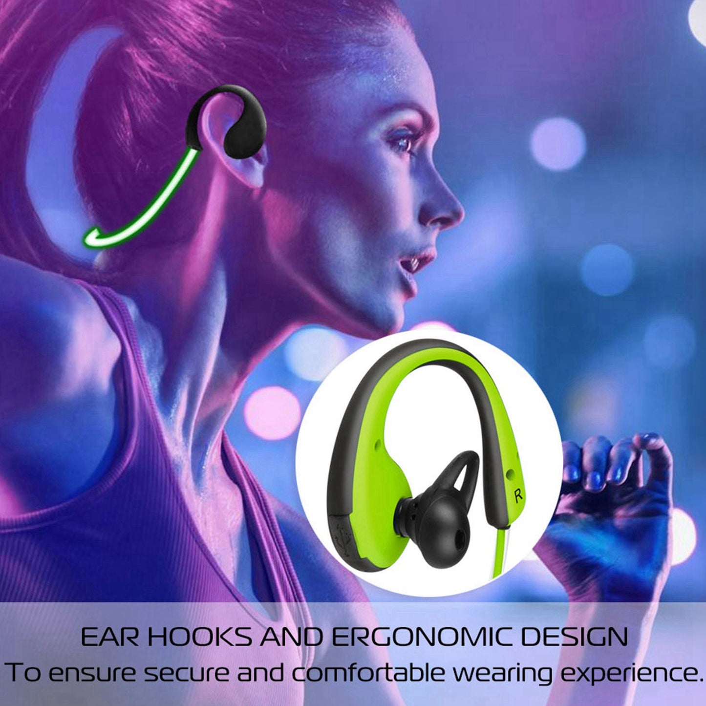 Wireless Sports Headsets Wireless V4.1 Neckband Earphones HD Stereo Sweat-proof Headphones Earbuds w/ LED Light Mic 8Hrs Work Running