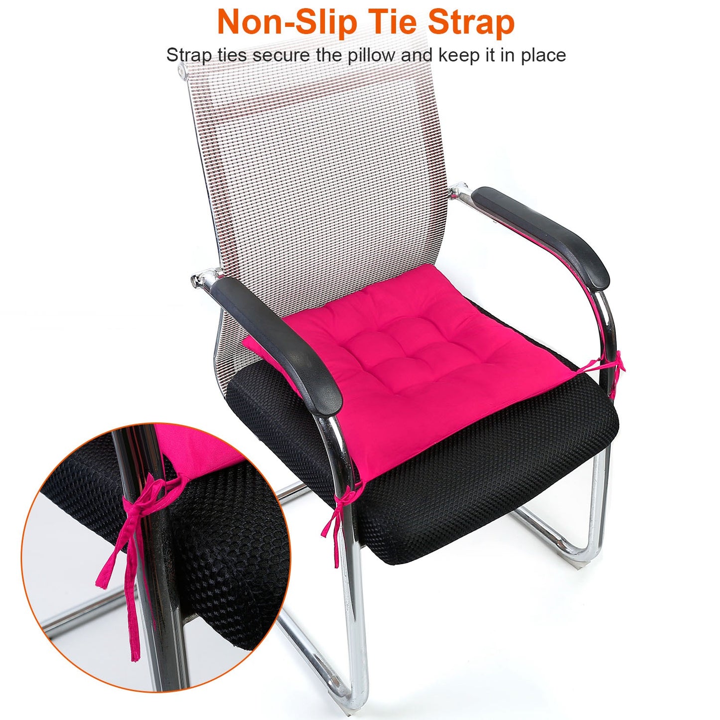 4Pcs Chair Cushion Pads Pillow 15.75x15.75x2.37in Soft Tie On Square Sitting Mats For Home Office Car Sitting Travel