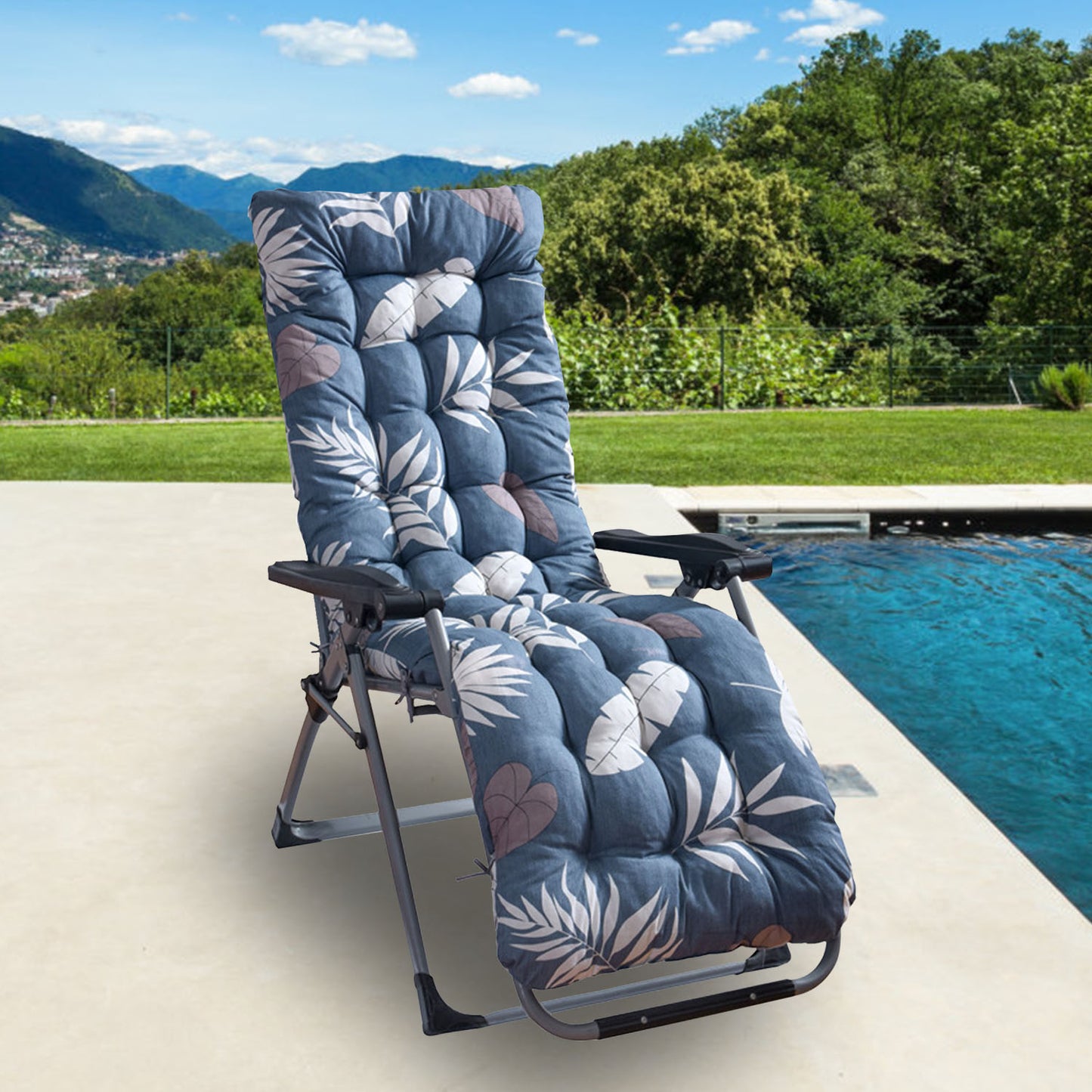 67x22in Chaise Lounger Cushion Recliner Rocking Chair Sofa Mat Deck Chair Cushion