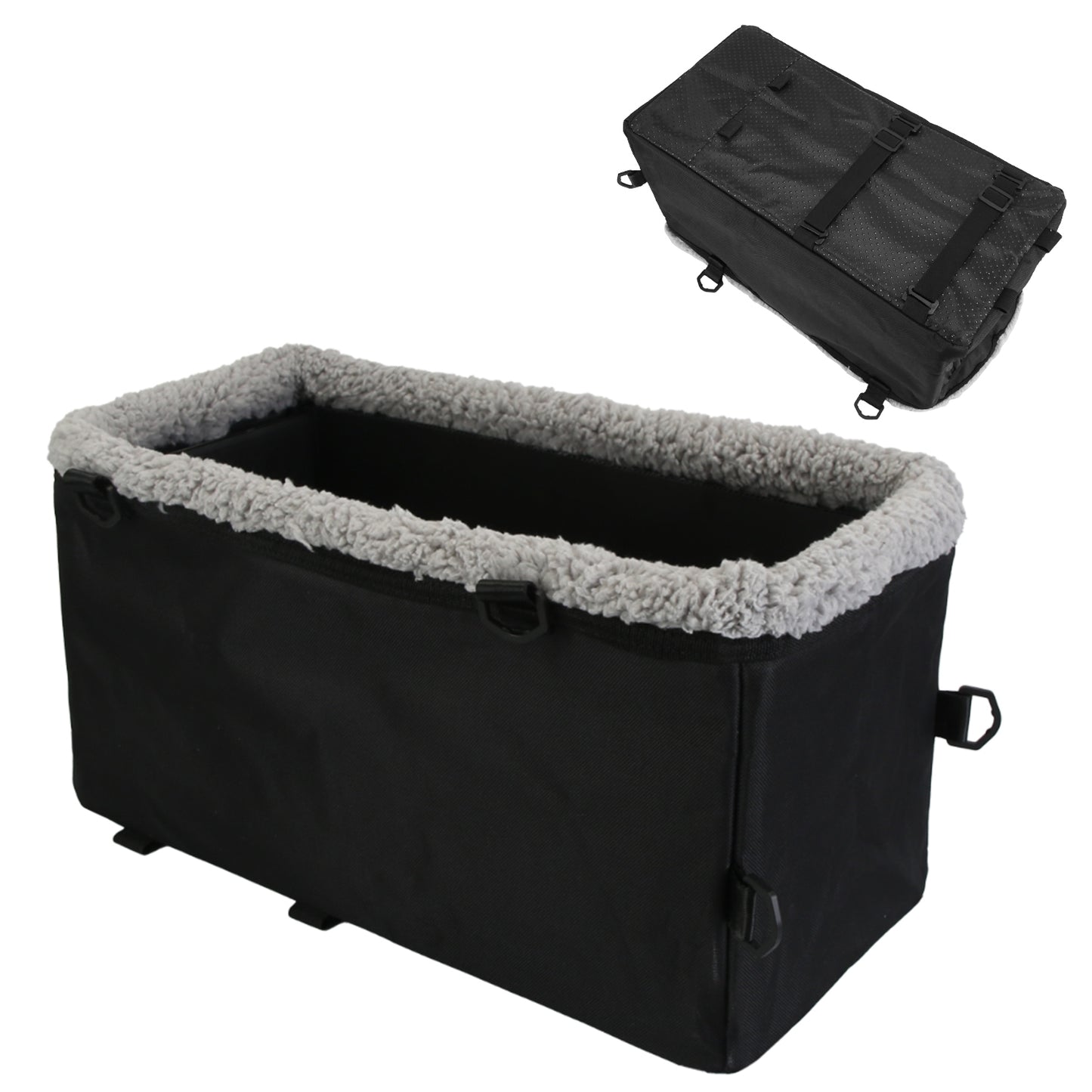 Small Dog Car Seat with Harness Center Console Pet Booster Seat Travel Car Seat with Side Pocket Cotton Velvet Cushion for Dogs Cats Up to 9LBS