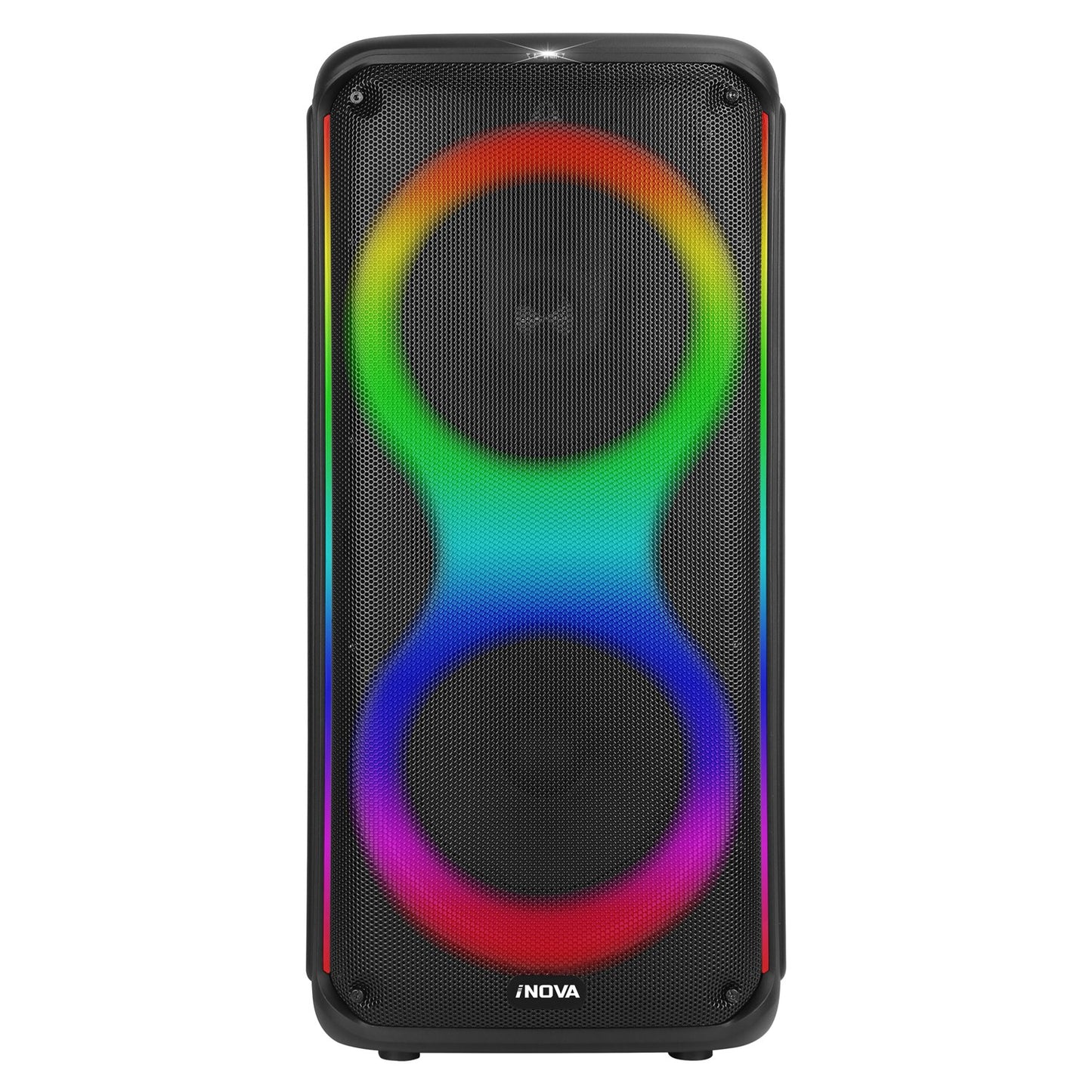 Portable Wireless Party Speaker with 7 Colorful Lights Remote Control Party Speaker with TWS Function FM Radio USB MMC Card Reading Aux In Recording F