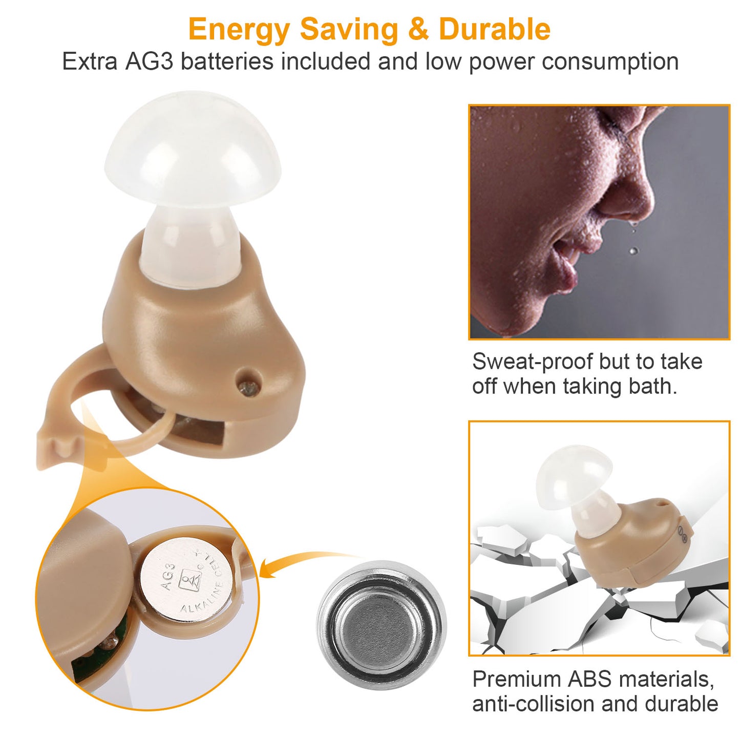 Hearing Amplifier In-Ear Hearing Aids FDA Approved Personal Sound Amplifier For Adults Senior Amplifier Volume Adjustable Carry Case For Meeting Class