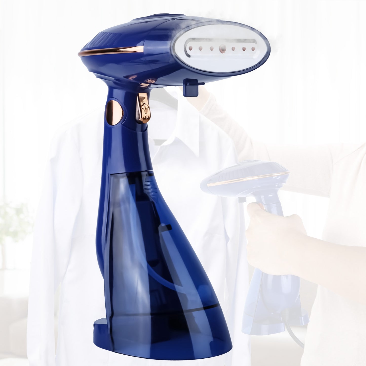 1500W 2 In 1 Foldable Garment Steamer Handheld Fabric Wrinkle Remover with 168ML & 288ML Water Tanks For Flat Hanging Ironing
