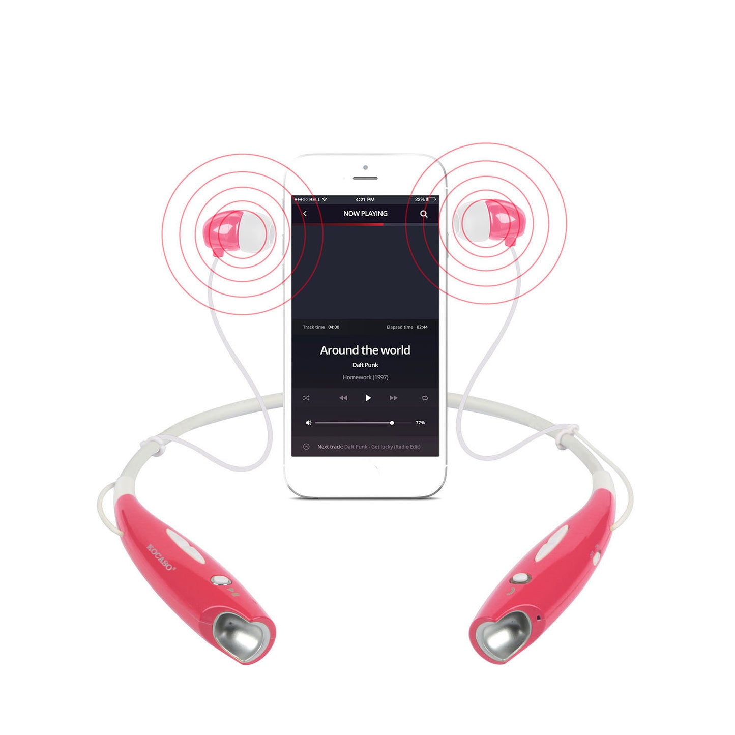 KOCASO Wireless Sports Stereo Hands Free Headset for Phone and Tablet