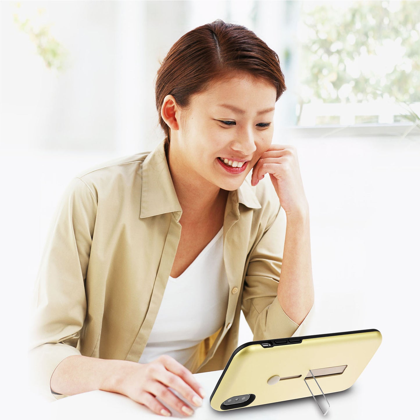 Finger Strap Phone Case for iPhone X Drop-protection Finger Ring Rugged Phone Case with Kickstand Dual Layer Case