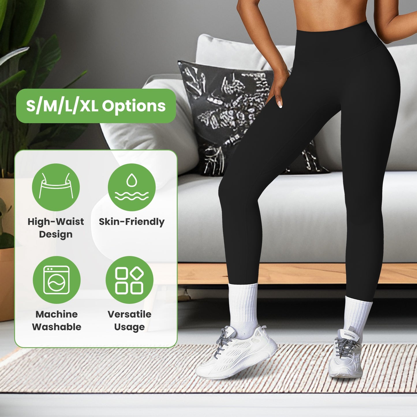 Women\'s High Waist Workout Leggings Tummy Control Compression Yoga Tight Pants Gym Pants Athletic Running Leggings with 25In Inseam No Front Seam
