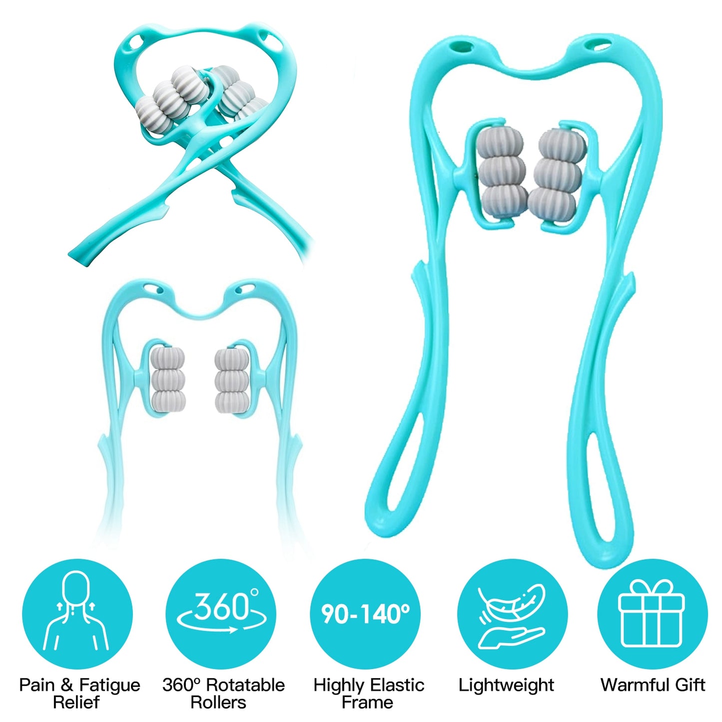 Neck Roller Massager 360¼ Rotatable Trigger Point Roller Portable Massager with 6 Balls for Neck Leg Thigh Foot Pain Relief