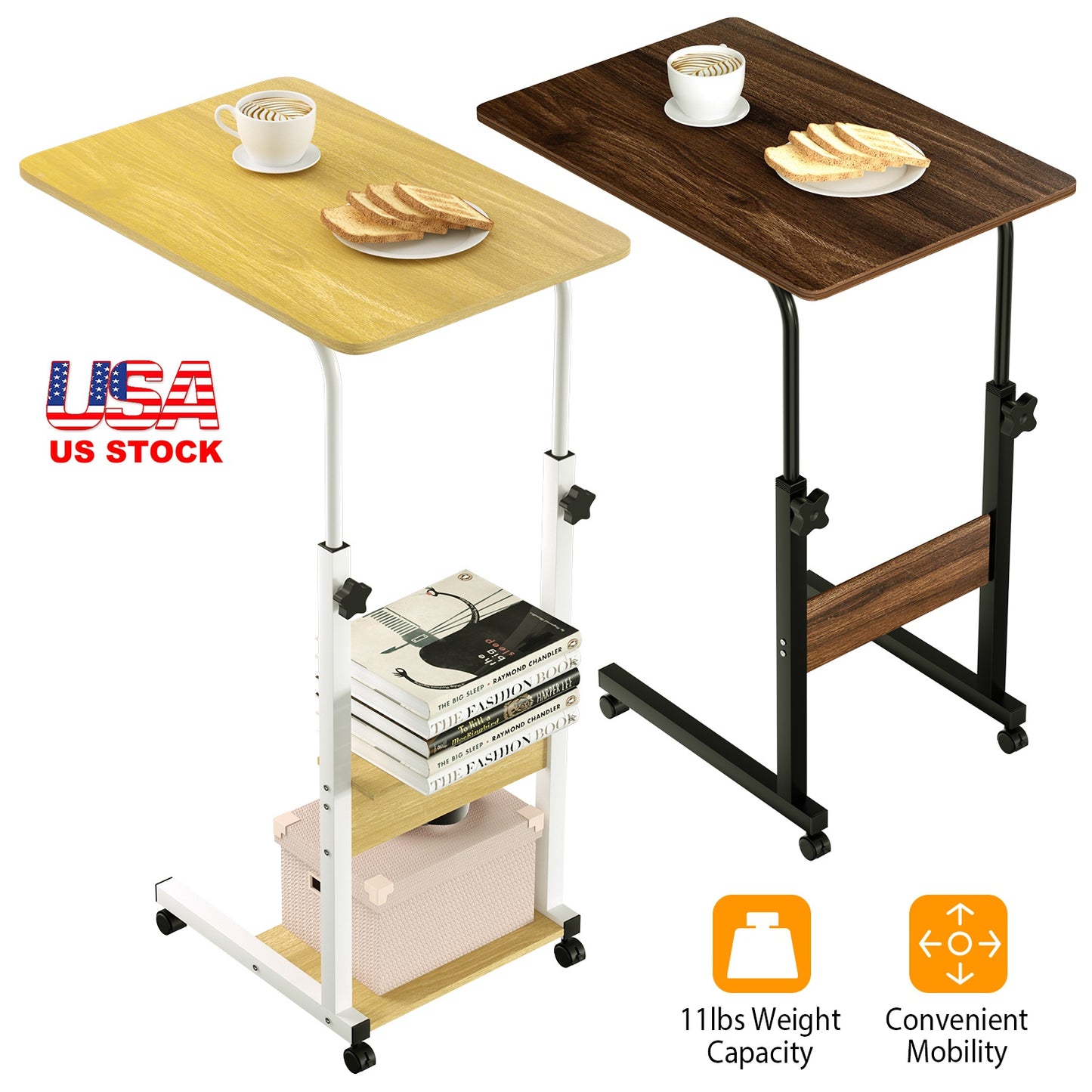C Side Table Laptop Table Small Slim Snack Side Table for Couch Bed Sofa for Small Spaces Living Room Bedroom