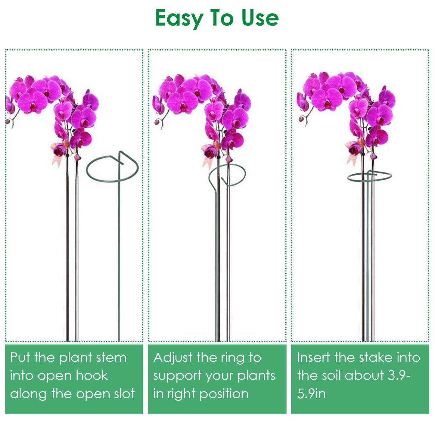 10 Packs 16in Plant Support Stakes Garden Flower Single Stem Support Stake Iron Plant Cage Support Ring For Tomatoes Orchid Lily Peony Rose Flower Ama