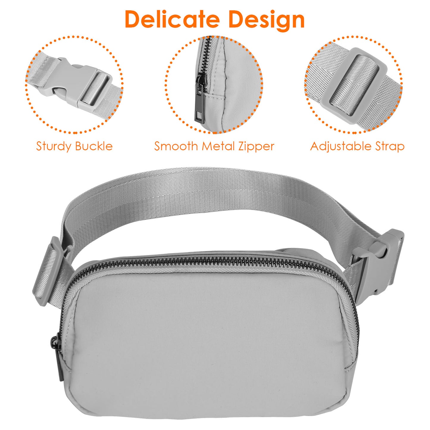 Sport Fanny Pack Unisex Waist Pouch Belt Bag Purse Chest Bag for Outdoor Sport Travel Beach Concerts Travel 20.86in-35.03in Waist Circumference with A