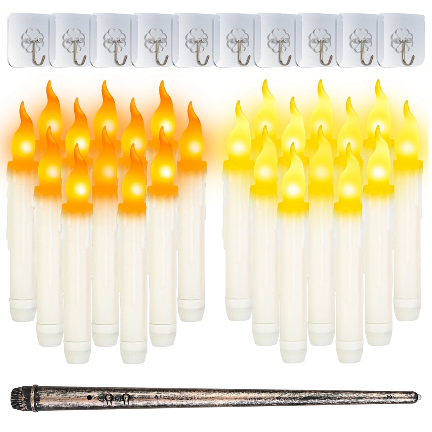 12Pcs Flameless Floating Candles LED Magic Hanging Candle Light Battery Operated Flickering Warm Light Window Candle With Magic Wand Remote for Hallow