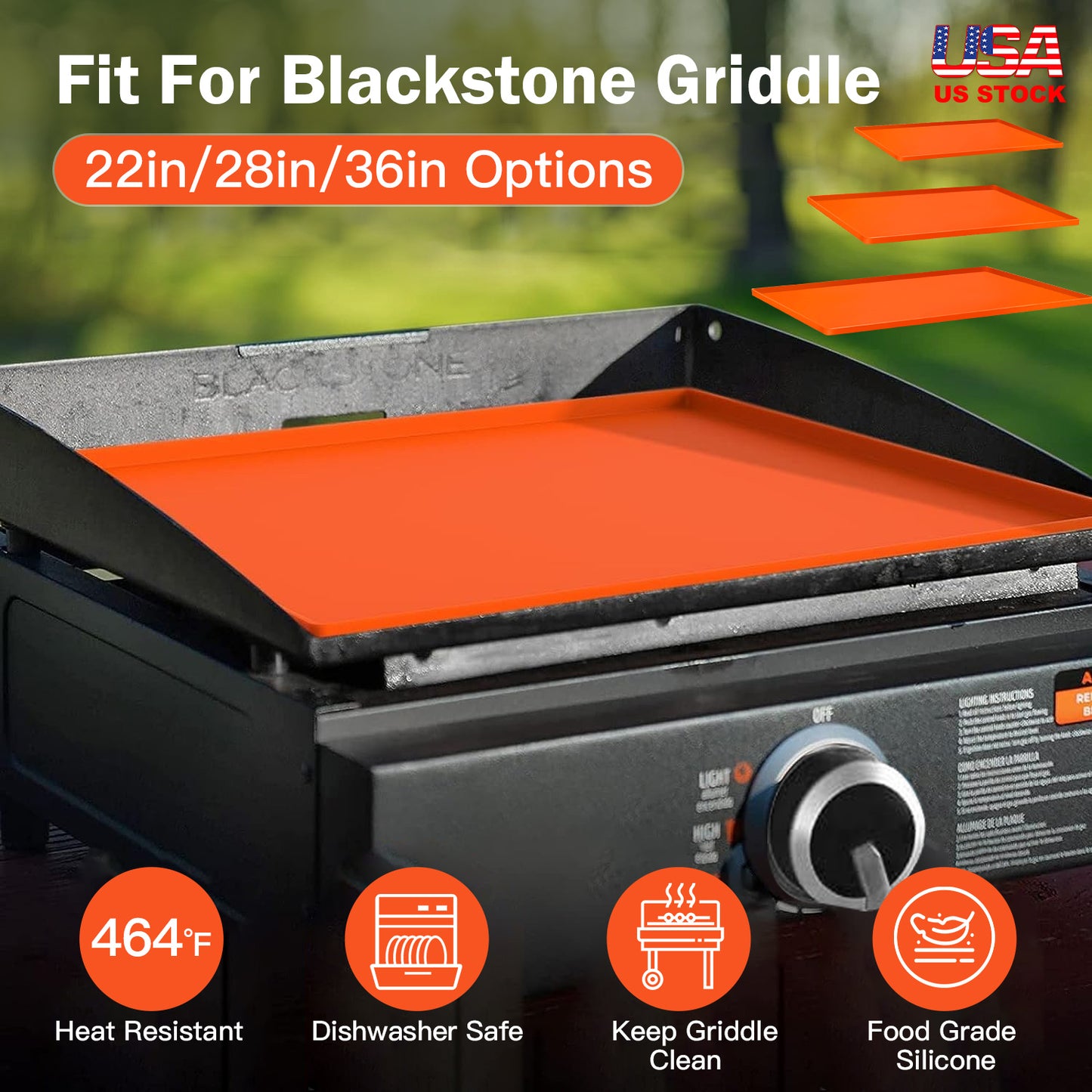 Silicone Griddle Mat Heavy Duty Food Grade Grill Mat BBQ Griddle Top Cover Fit for 36in/ 28in/ 22in Blackstone Griddle for All Seasons