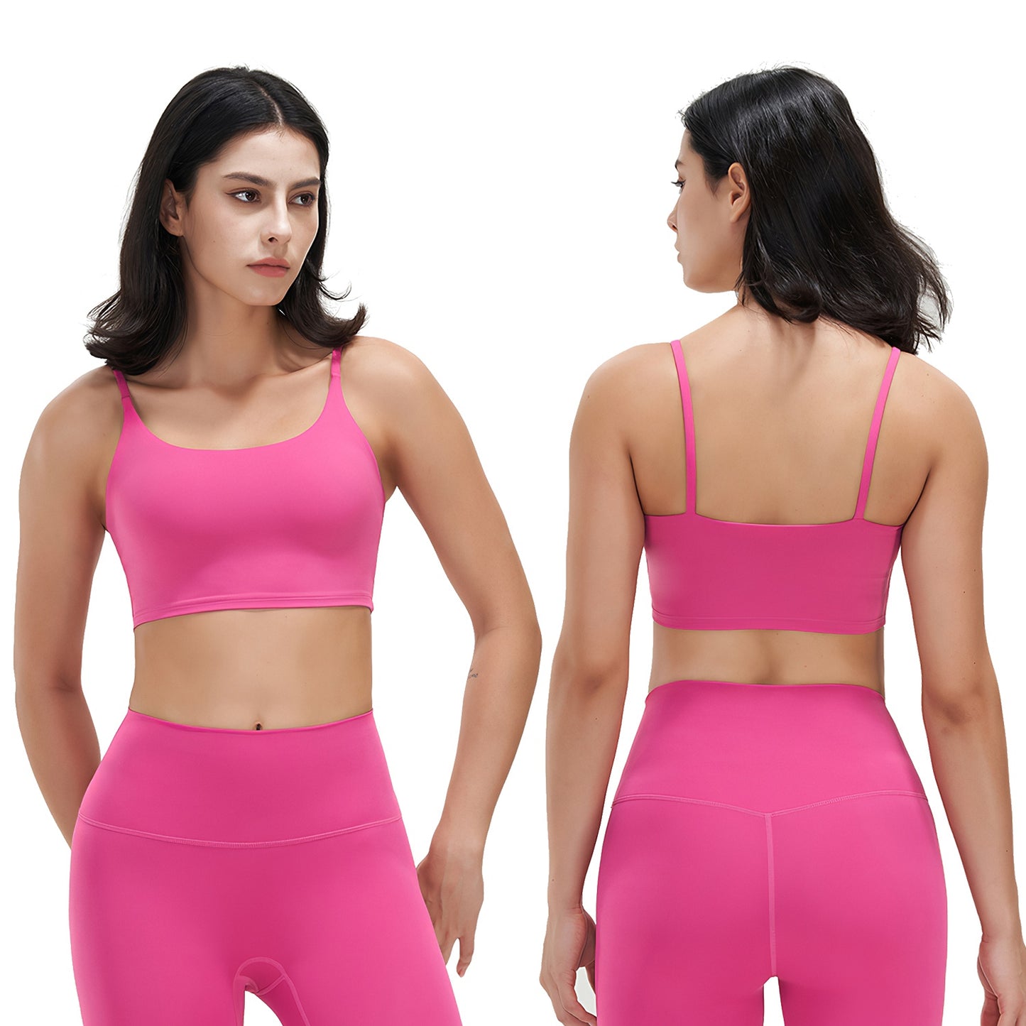 Women Strap Sport Bras Padded StrappyÊCrop Square Neck Low Impact Bras SexyÊFitnessÊTank Tops with Removable Pads Flat Straps for Gym Yoga Workout Run