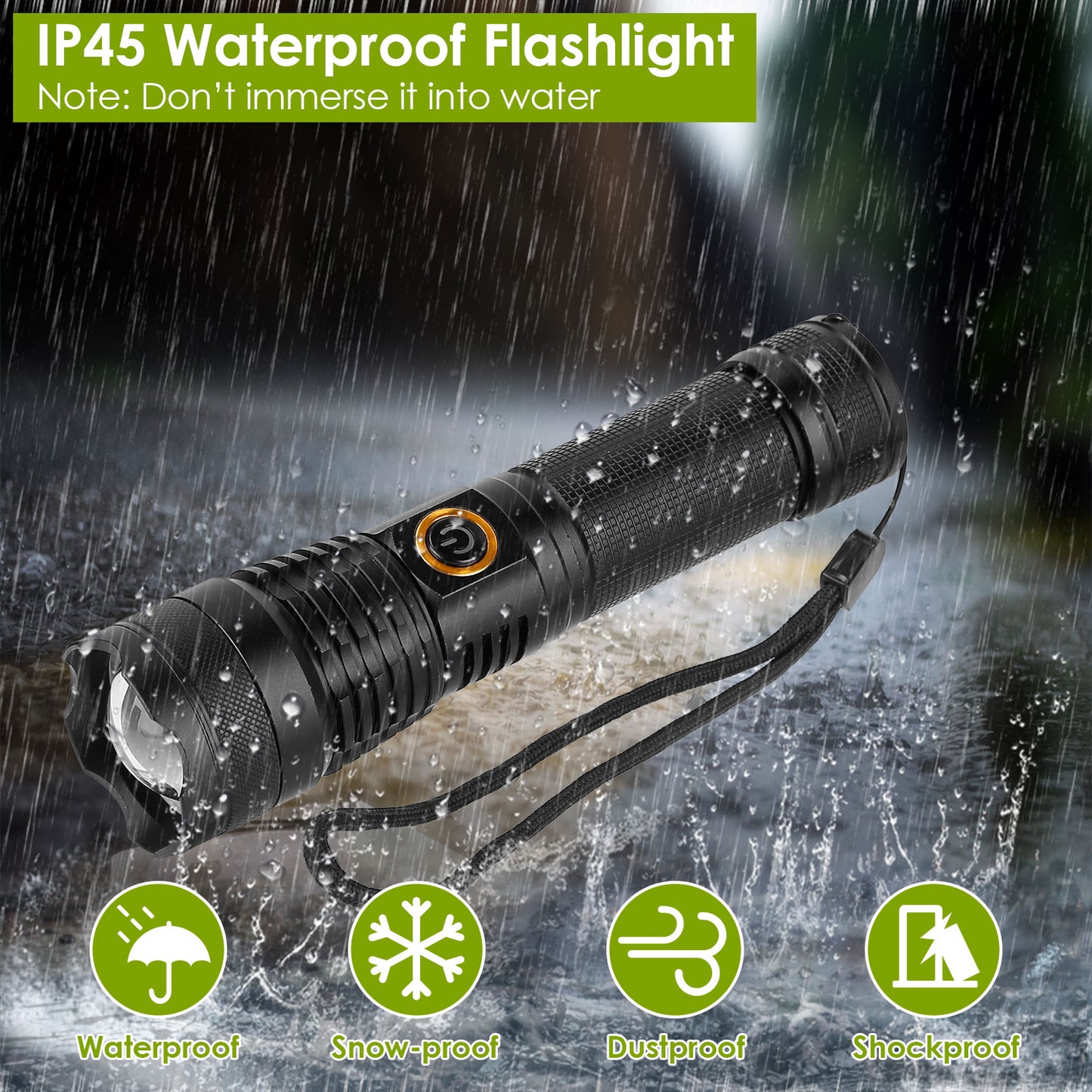 Tactical LED Flashlight Zoomable Rechargeable Search Light Torch 50000LM w/ 5Modes SOS Night Light For Night Walking Adventures