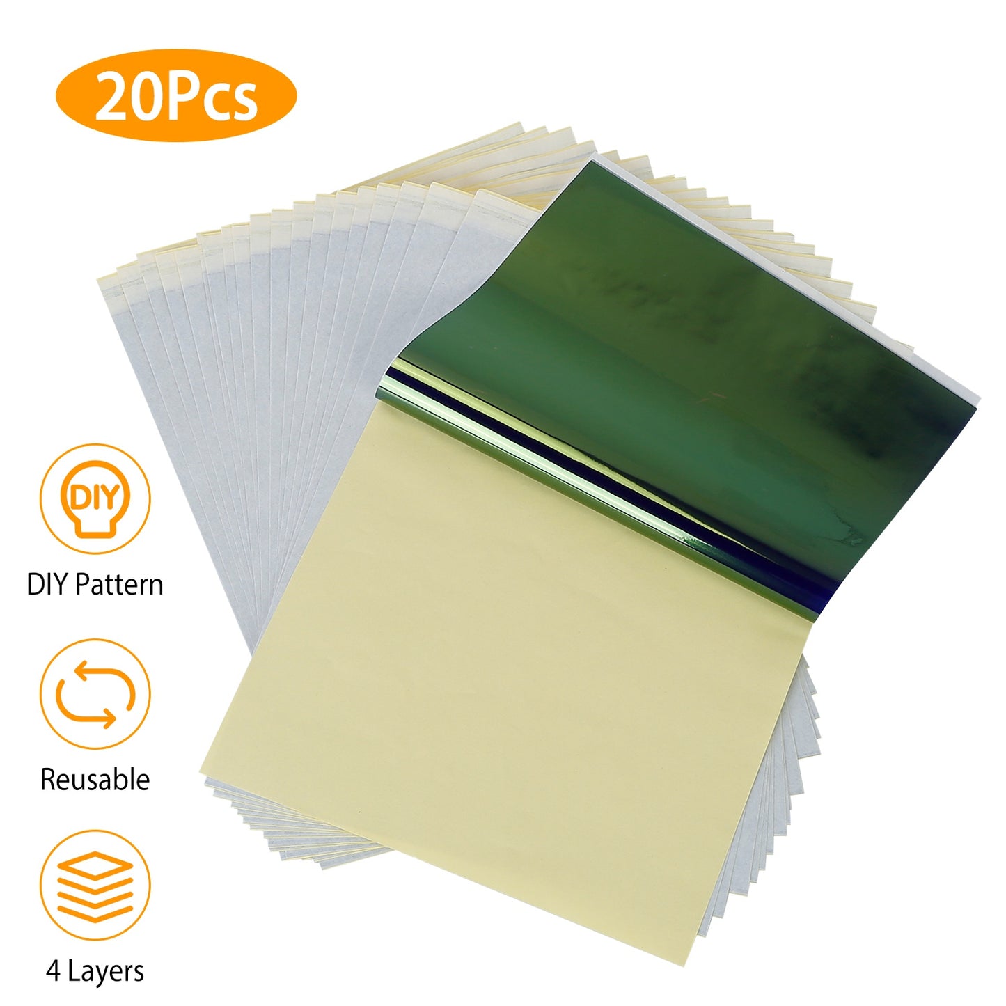 20Pcs Tattoo Transfer Paper 4 Layers Tattooing Skin Tattoo Kit A4 Size DIY Tattoo Transfer Paper Kit