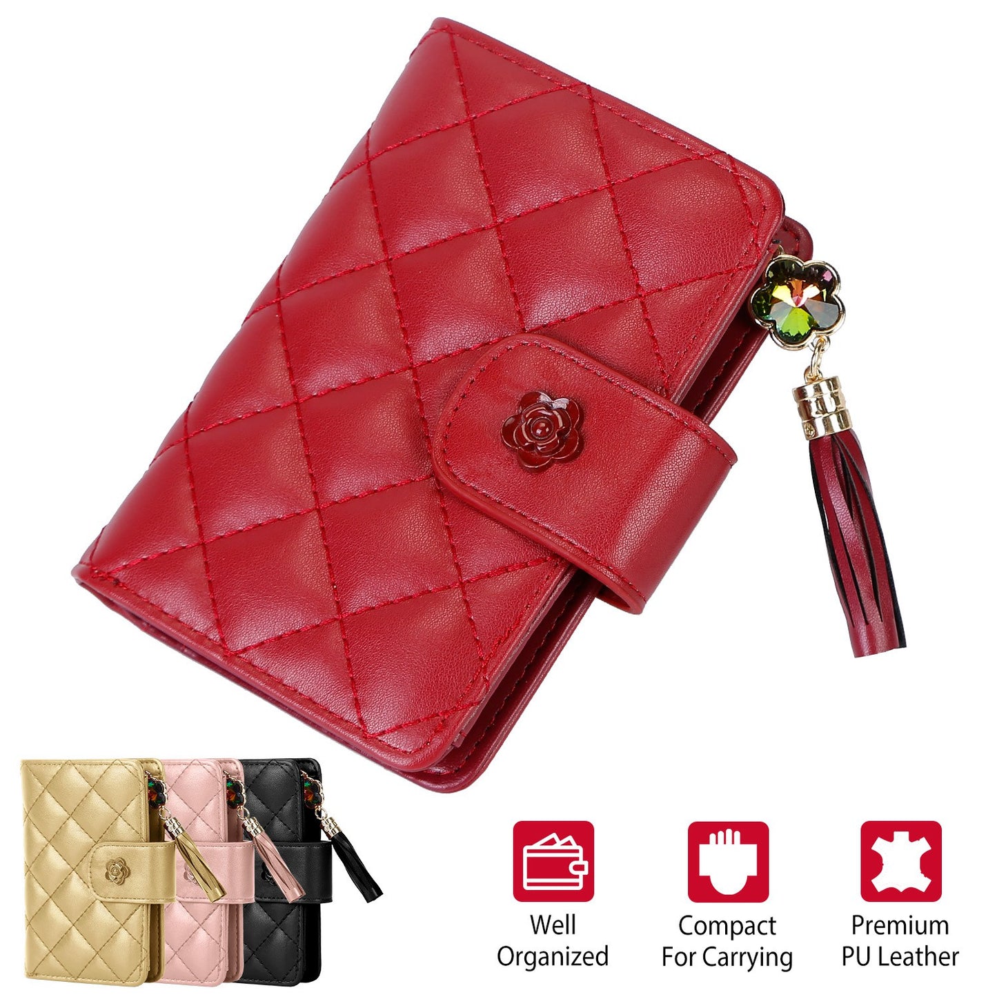 Women Wallet PU Leather Lady Clutch Case Credit Card Holder ID Card Window Coin Purse w/ Tassel For Girls