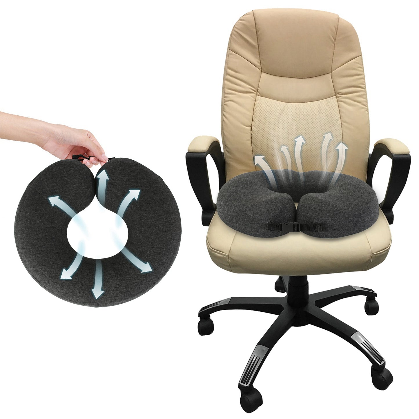 Donut Pillow Seat Cushion Memory Foam Donut Chair Cushions ErgonomicÊSeat Cushion Pad for Coccyx Prostate Sciatica Pelvic Floor Pressure Sores Office