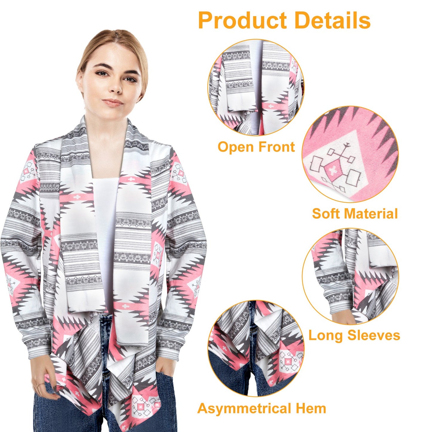 Women Open Front Cardigan Long Sleeve Shawl Neck Breathable Cardigan Well Collection w/ T-Shirt Tank Jeans Leggings