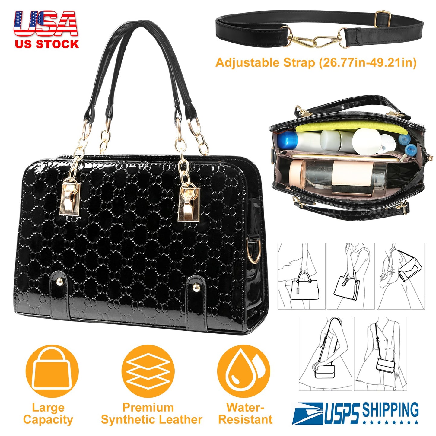 Women\'s Fashion Leather Handbag Lady Purses Tote Bags Shoulder Satchel Crossbody Bags