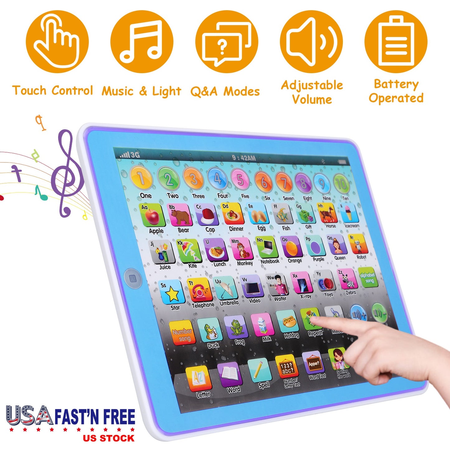 Kid Baby Toddler Tablet Toy Educational Learning Study Tablet Pad Gift for Aged 2 3 4 5 6 7 Girls Boys