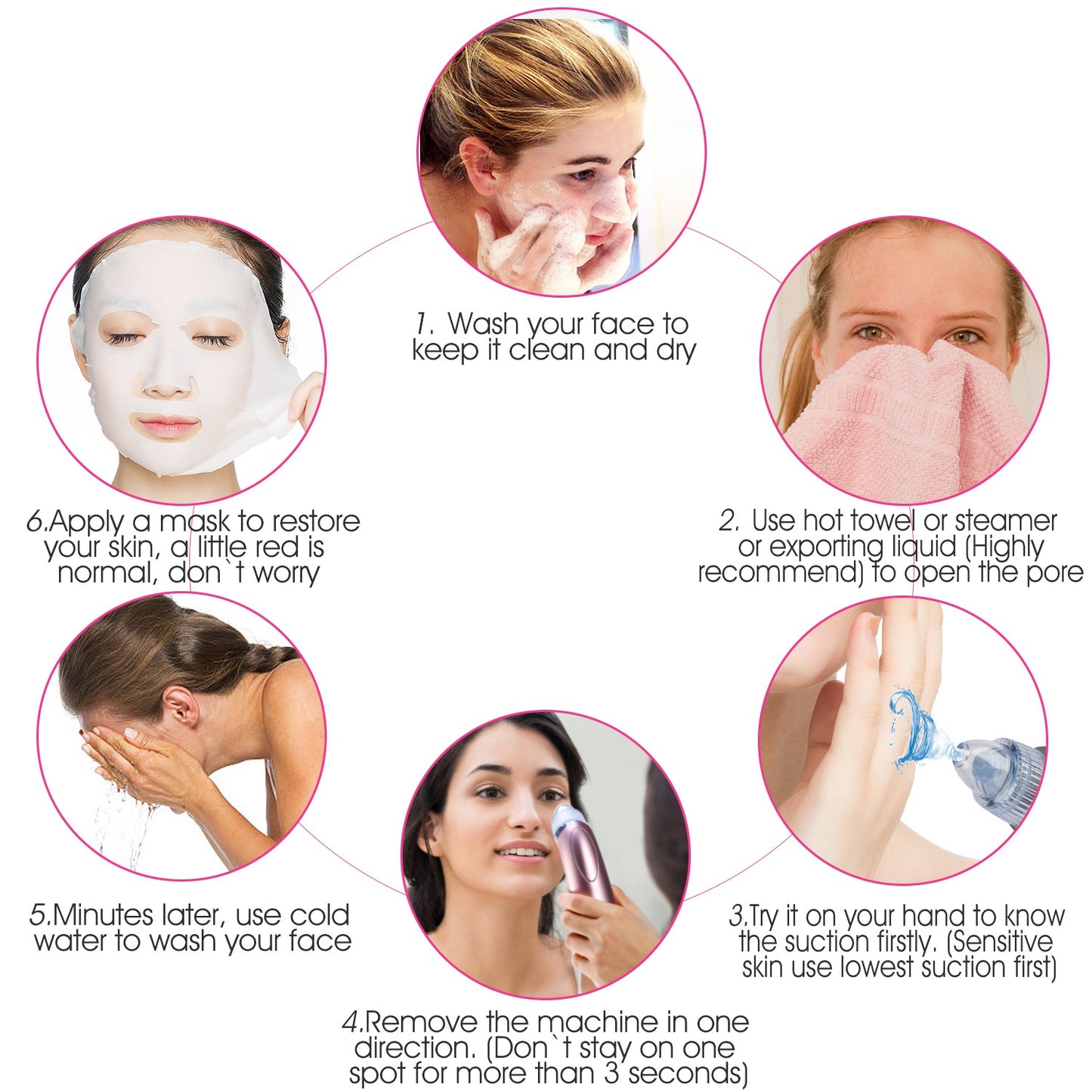 Electric Blackhead Remover Vacuum Suction Facial Pore Cleaner Acne Pimple Extractor Skin Care Cleaning Tool with 4 Suction Head