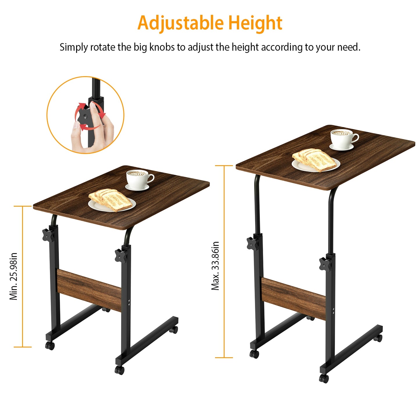 C Side Table Laptop Table Small Slim Snack Side Table for Couch Bed Sofa for Small Spaces Living Room Bedroom