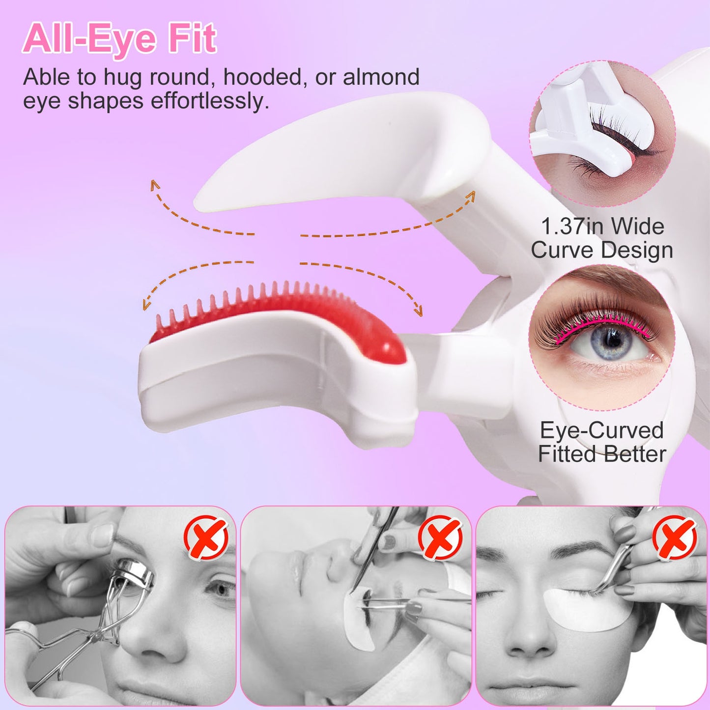 2Pcs Heated Eyelash Curler Electric USB Rechargeable Eyelash Curler Anti-Burn Compact with Comb Heat up Fast Within 8S for All Eye Shapes for Women Ma
