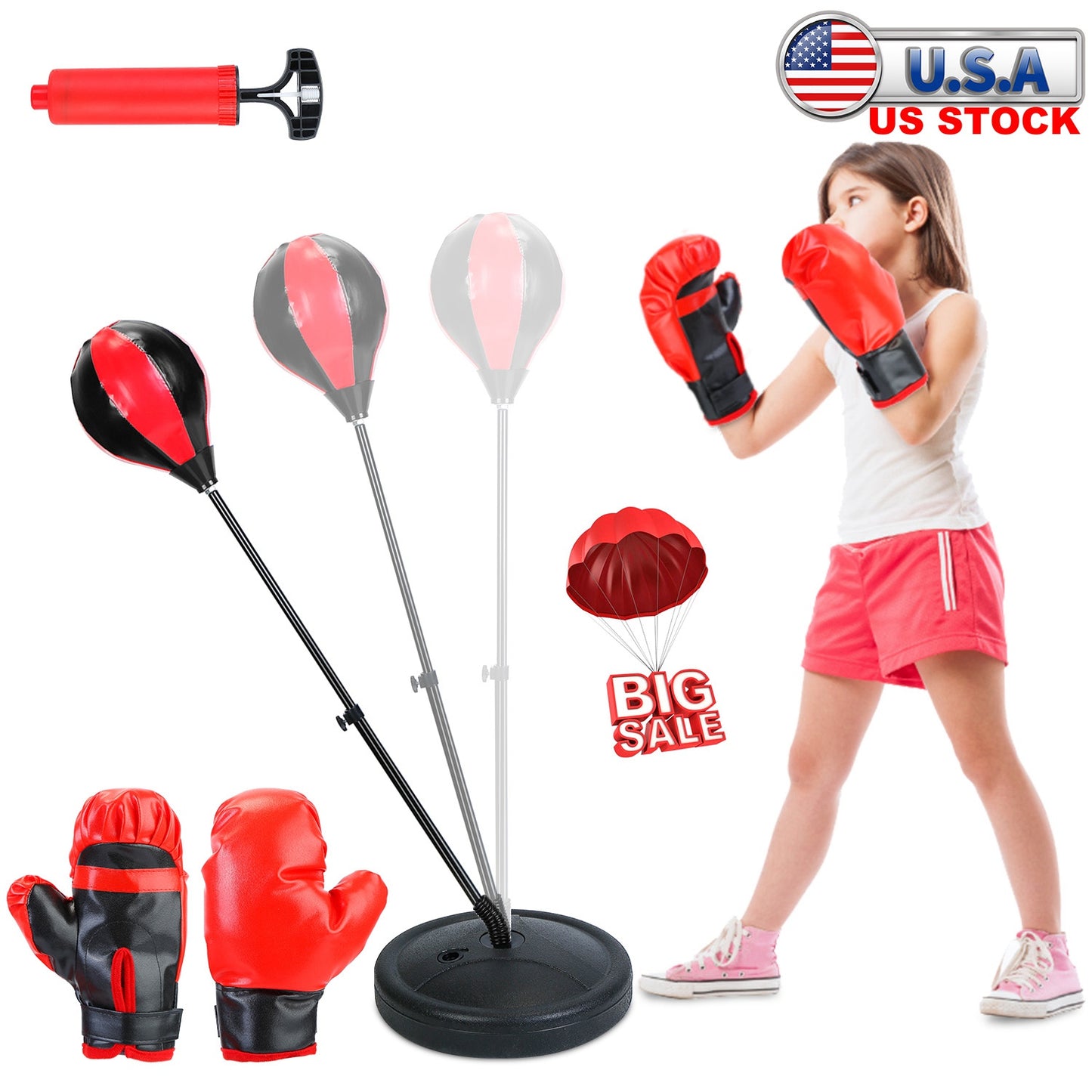 Punching Bag For Kids Junior Boxing Set w/ Boxing Gloves Height Adjustable Free Standing Punching Ball Boxing For Kids Aged 3-8Years Old
