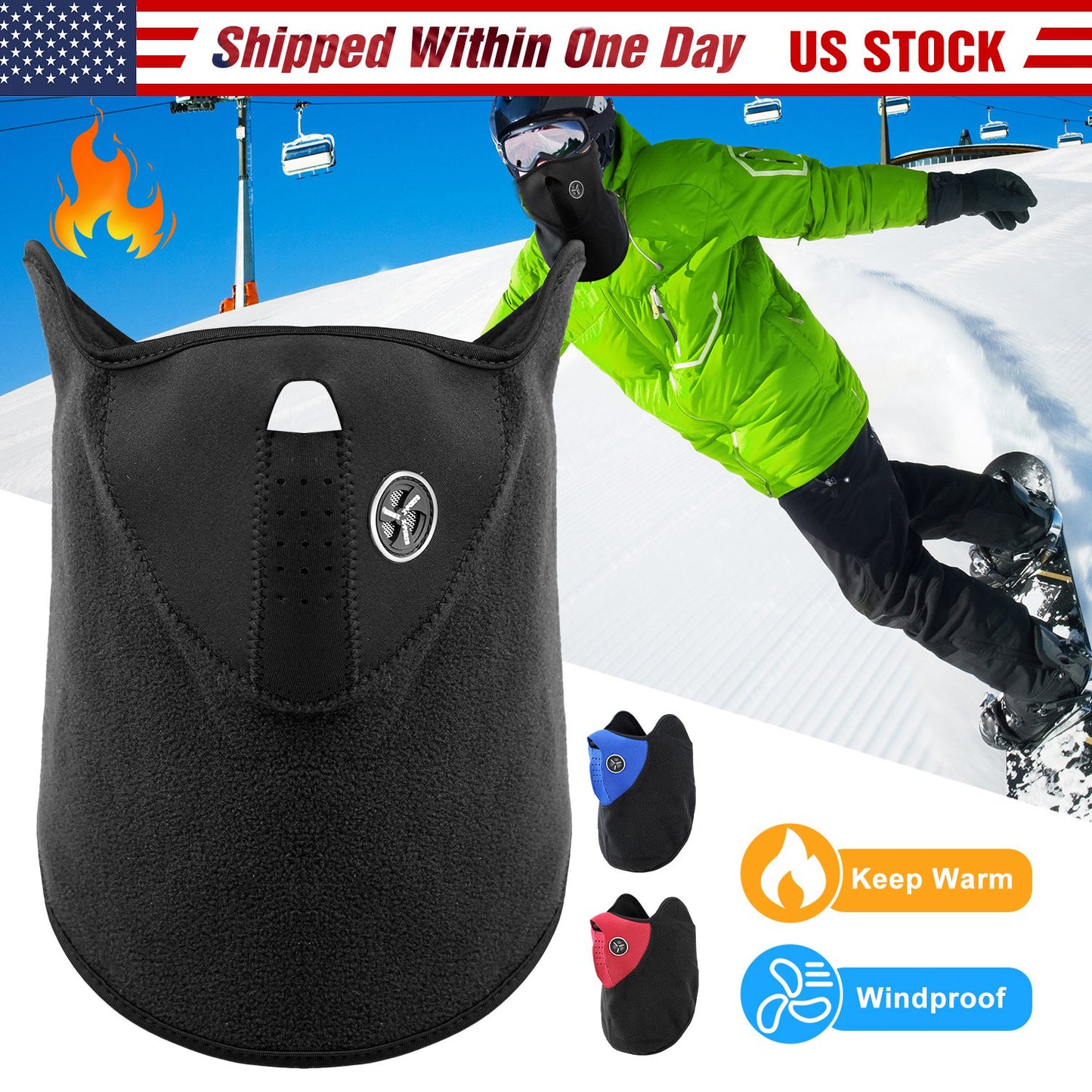Half Face Mask Breathable Windproof Dustproof Neck Warmer for Bike Motorcycle Racing