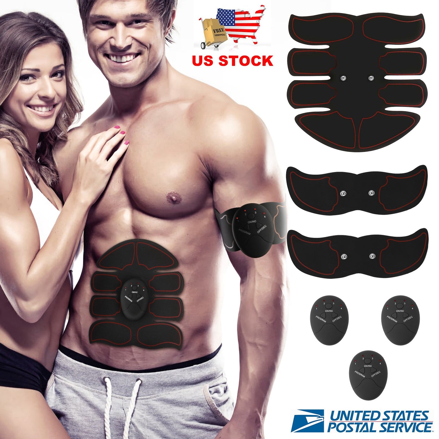 ABS Stimulator Muscle Toner EMS Abdominal Toning Belts Body Fitness Trainer w/ 6Modes