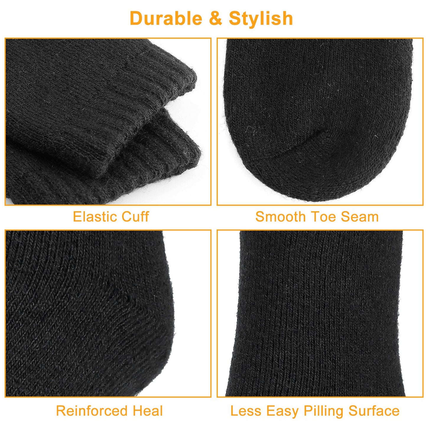 3 Pairs Men Warm Wool Socks Soft Cozy Winter Thermal Socks For Men Thick Heat-Trapping Moisture Wicking Socks Indoor Outdoor