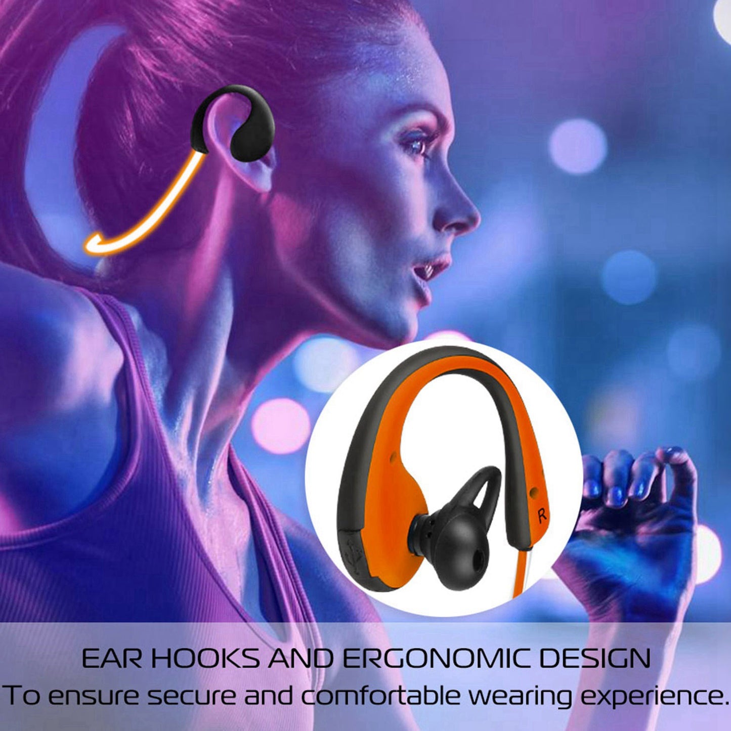 Wireless Sports Headsets Wireless V4.1 Neckband Earphones HD Stereo Sweat-proof Headphones Earbuds w/ LED Light Mic 8Hrs Work Running