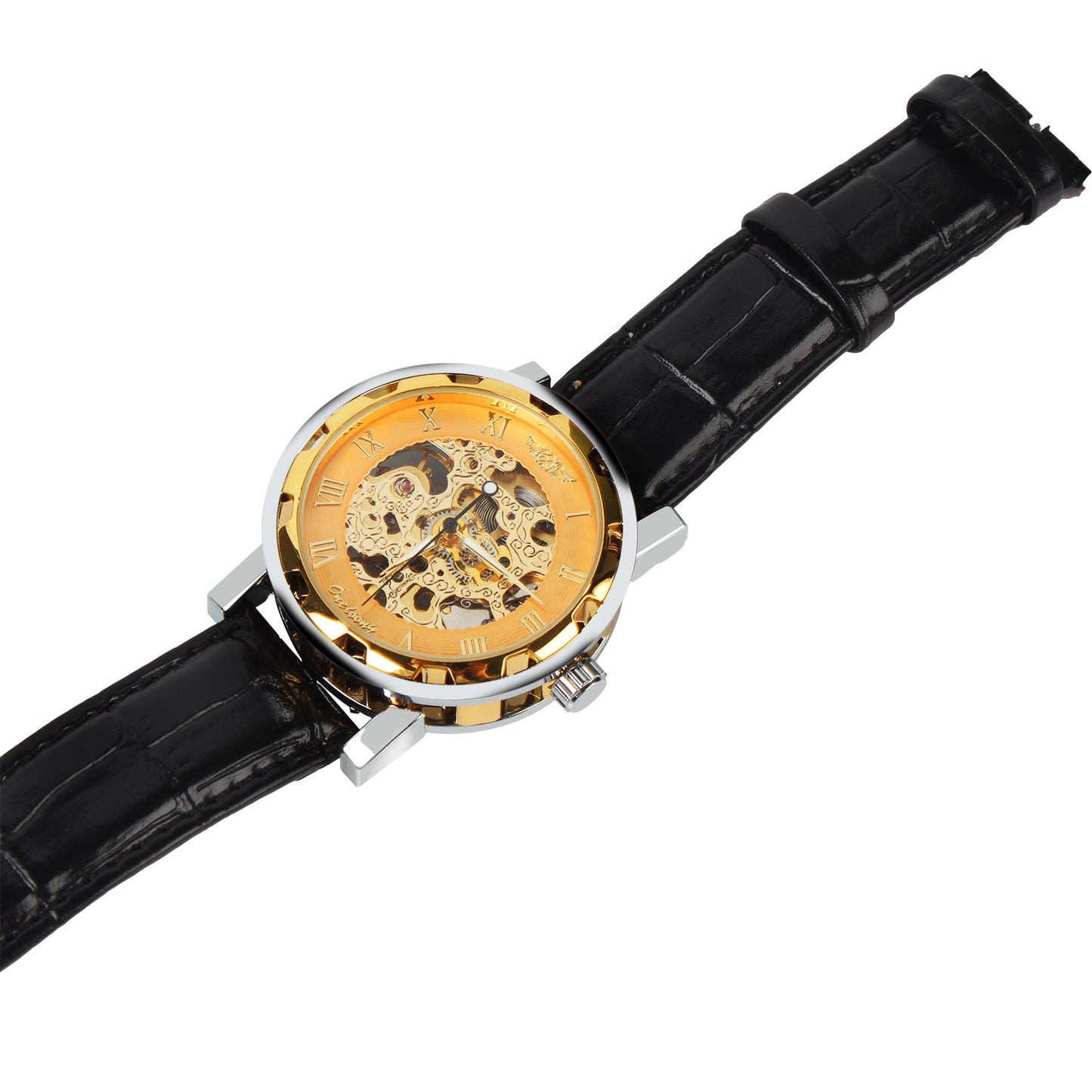 Gold Dial Skeleton Mechanical Watch