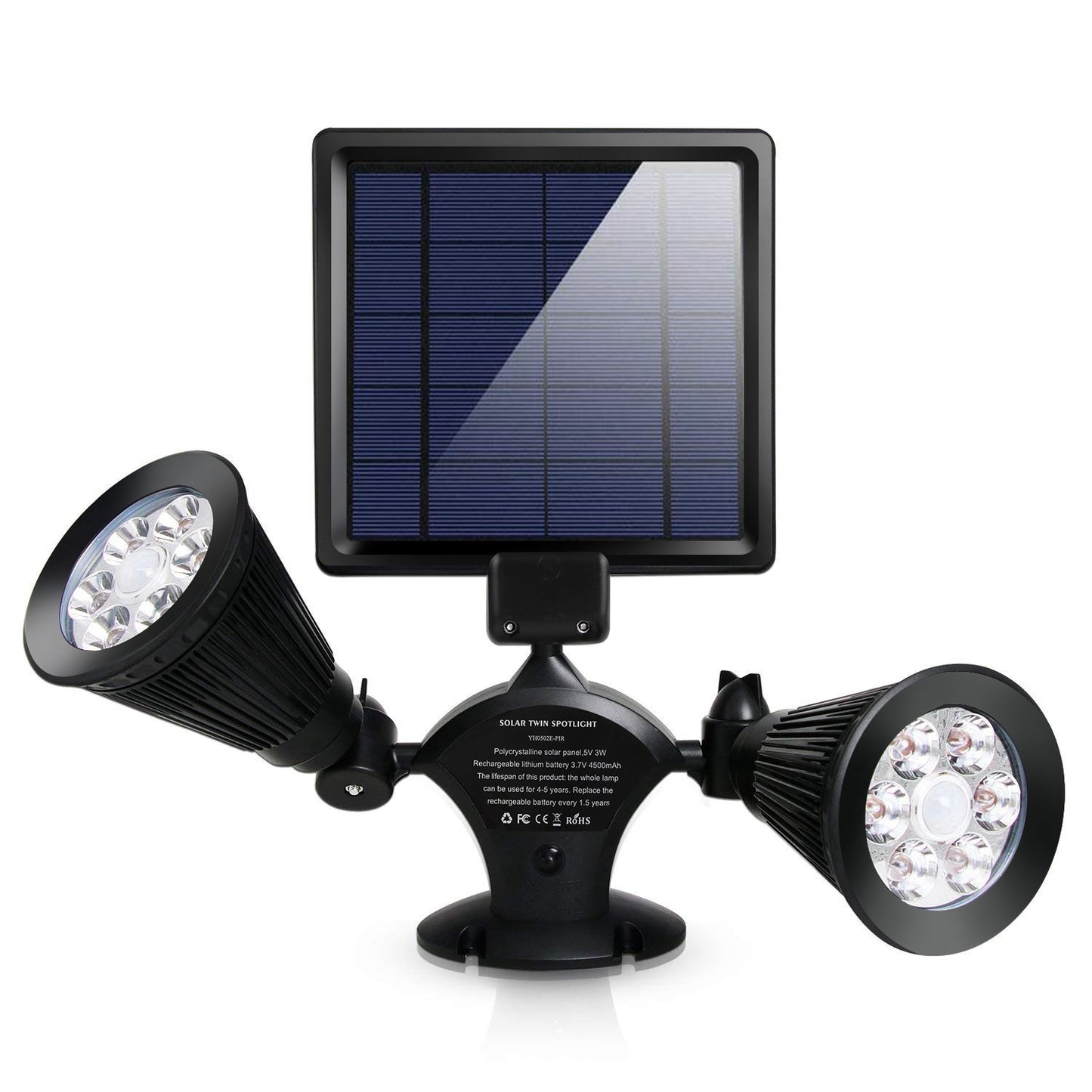 Solar Lights Outdoor Solar Power Motion Sensor Spotlights 2000lm Security Lights w/ Dual Head 360¡ Rotatable IP44 Wall Lights Garden Garage Driveway