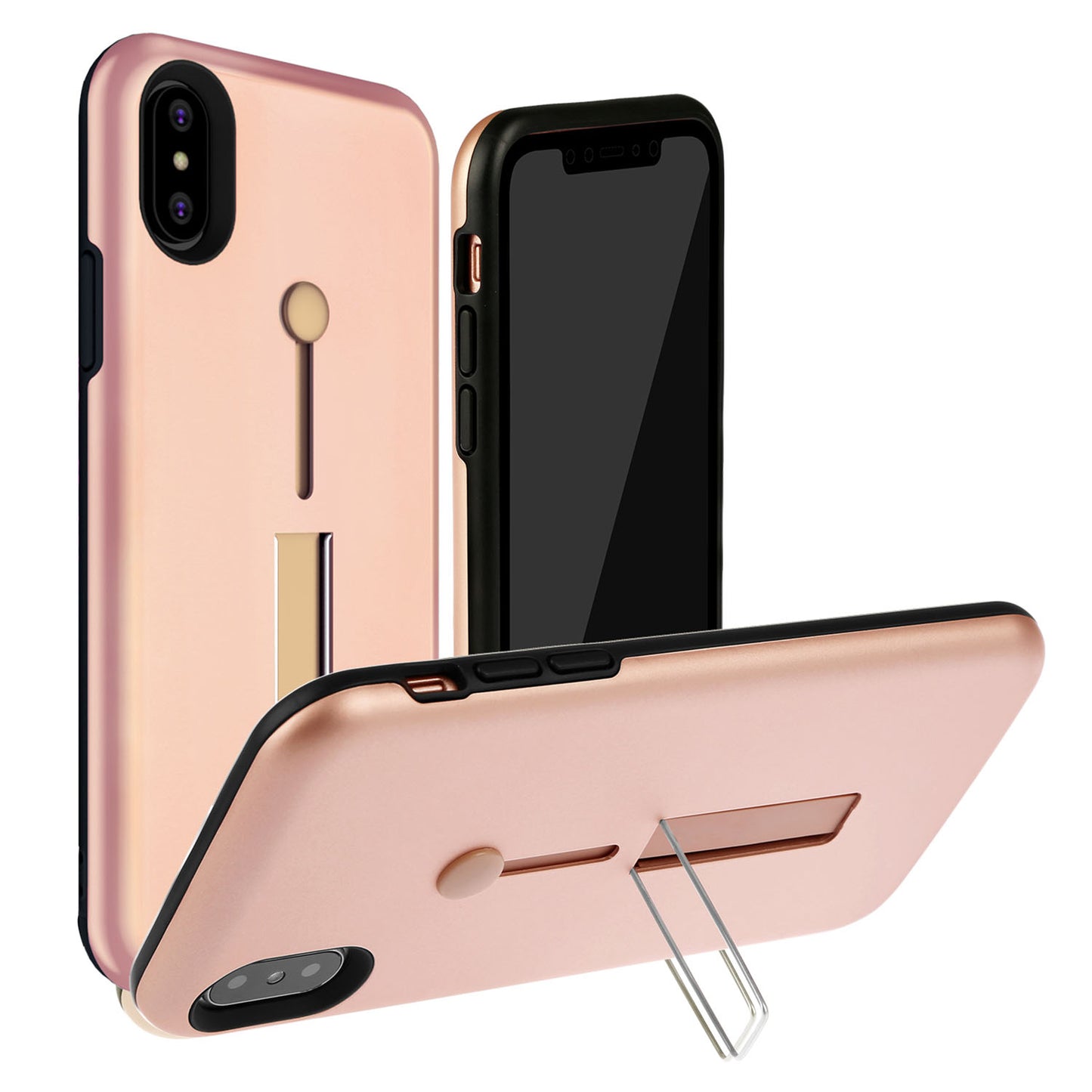 Finger Strap Phone Case for iPhone X Drop-protection Finger Ring Rugged Phone Case with Kickstand Dual Layer Case
