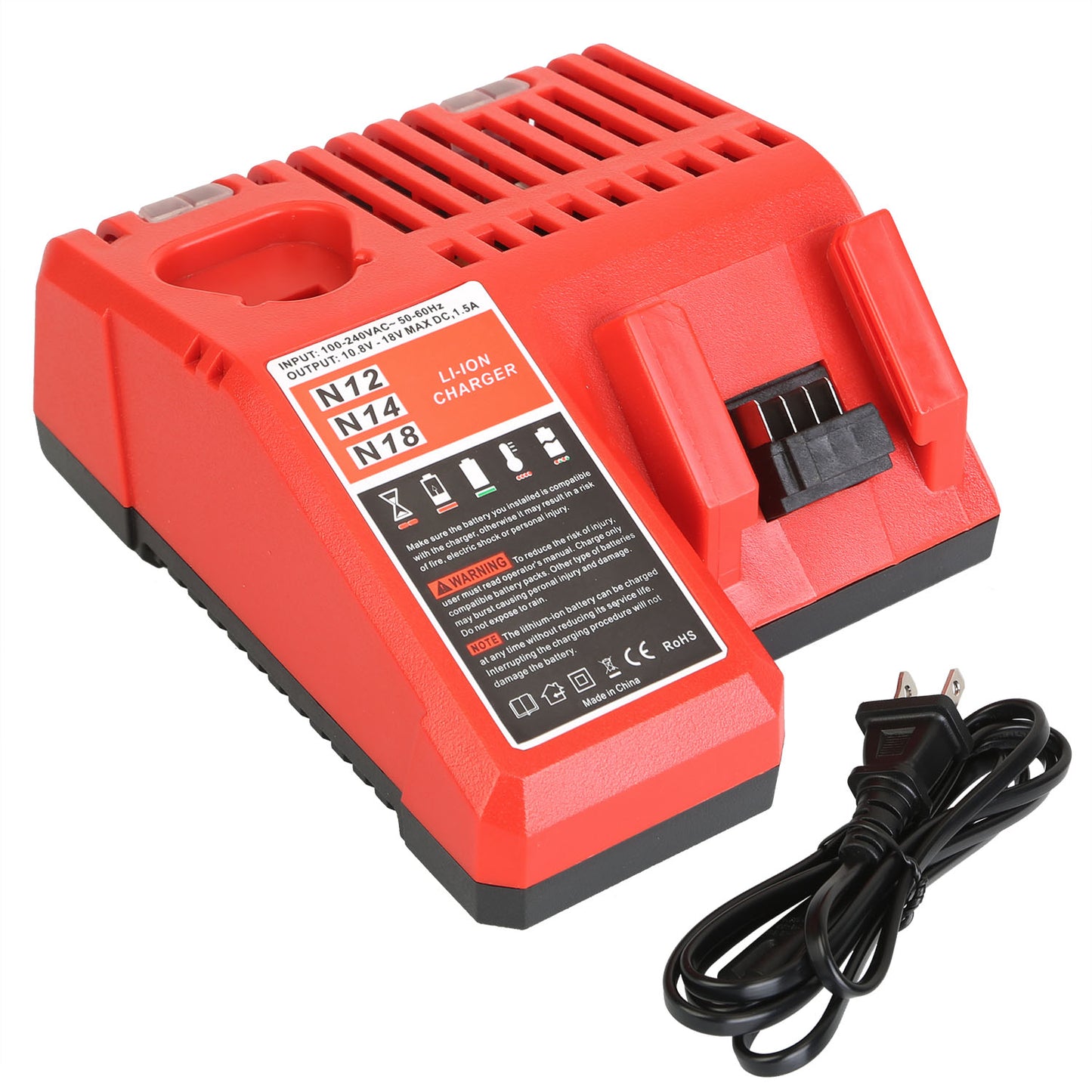 M12 M18 Rapid Fast Charger Fit for Milwaukee 10.8-18V Battery 48-59-1812 48-59-1808