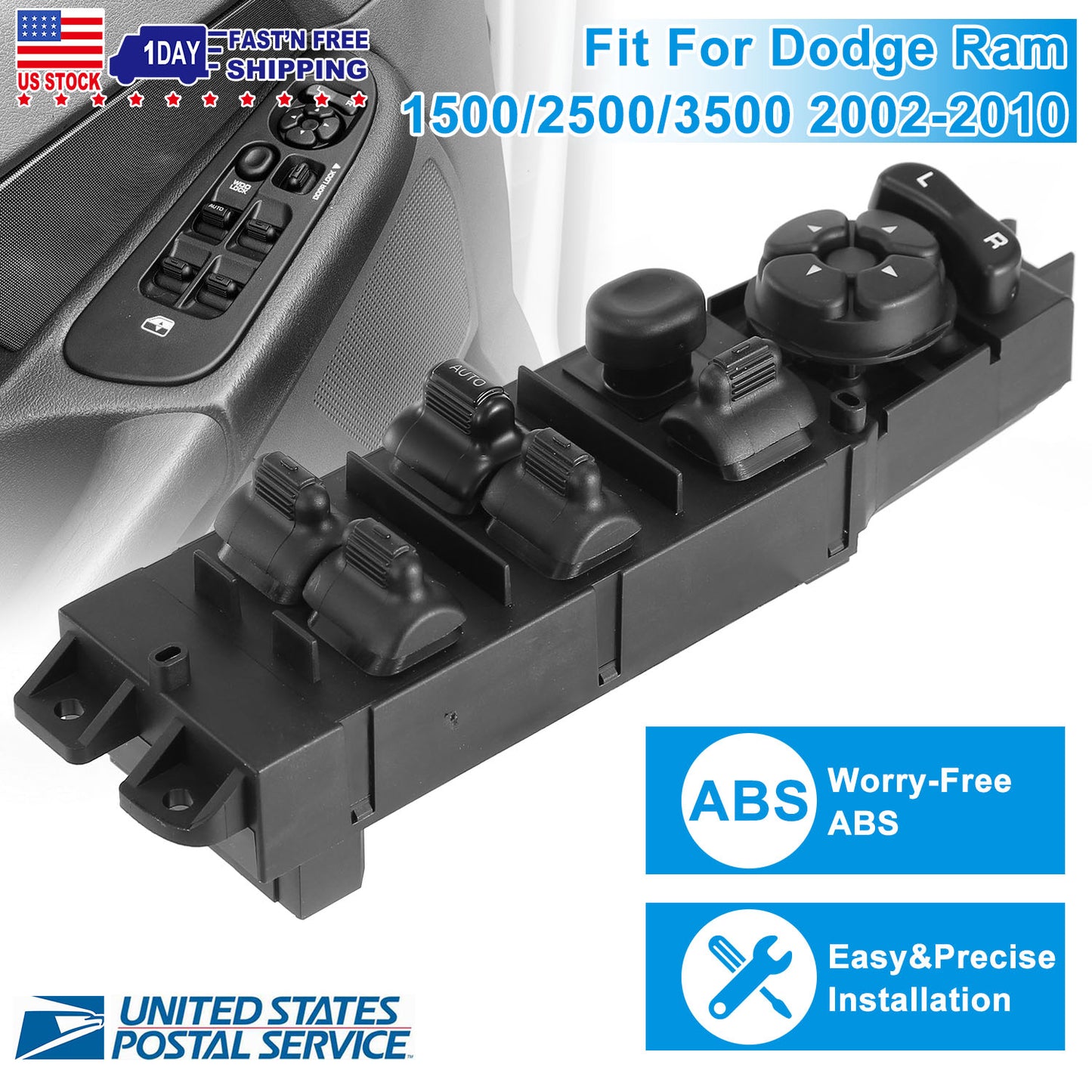 Electric Master Power Window Switch Driver Side Fit for 2002-2010 Dodge Ram 56049805AB 68171680AA