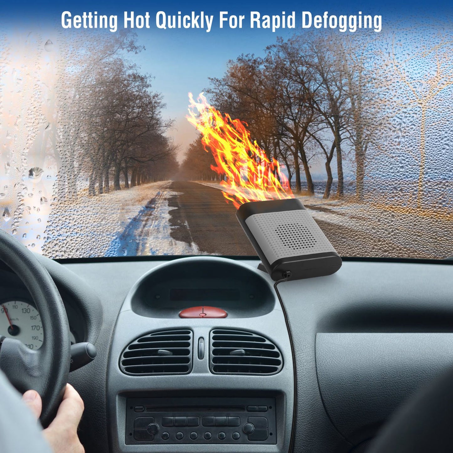 12V 150W Portable Car Heater Heating Fan 2 In 1 Defroster Defogger Demister Windshield Heater Automotive Cooling Fan with Air Purification 360¡ Rotati