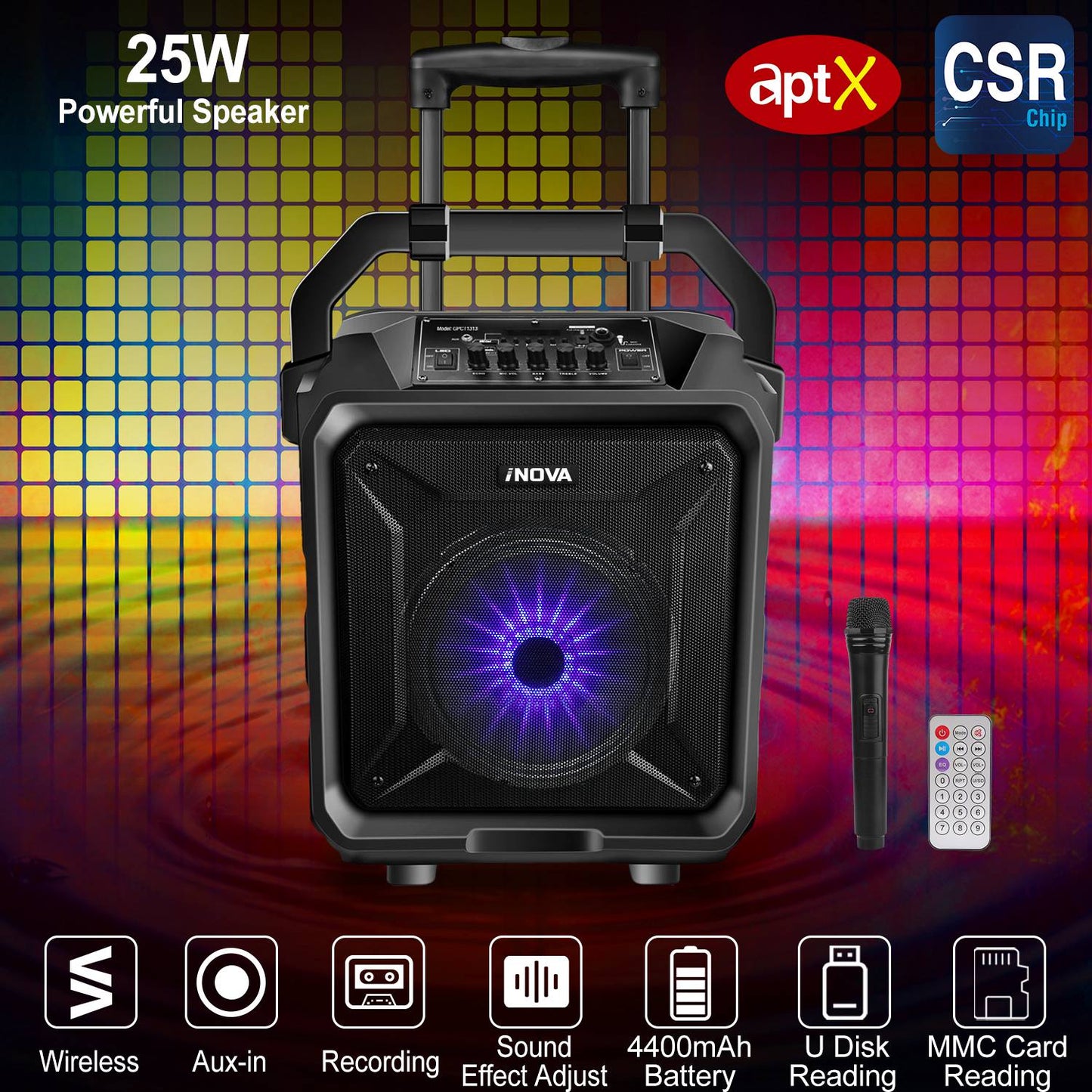 Portable Wireless Party Speaker with Disco Lighting