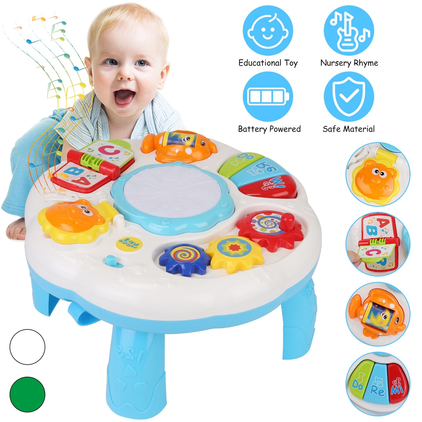 Toddler Musical Learning Table Educational Baby Toys Musical Activity Table Learning Center for 6+ Months Boys Girls Gift